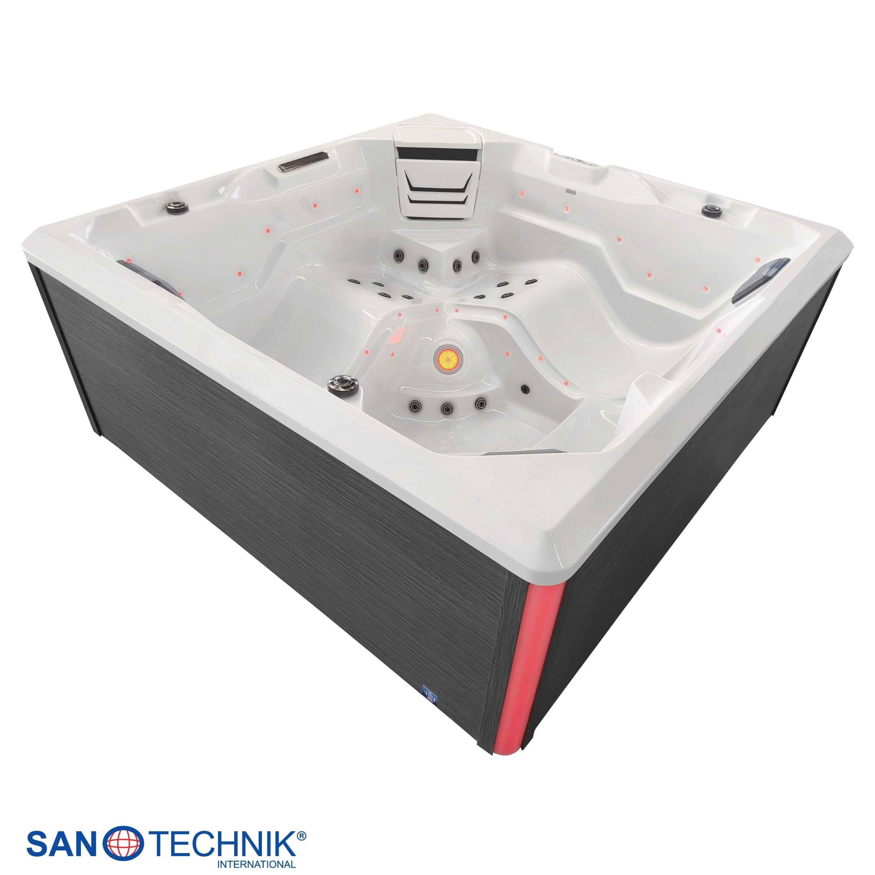 Sanotechnik - ROVINJ OUTDOOR WHIRLPOOL white inkl. Abdeckung und Stiege 210x210x90 cm