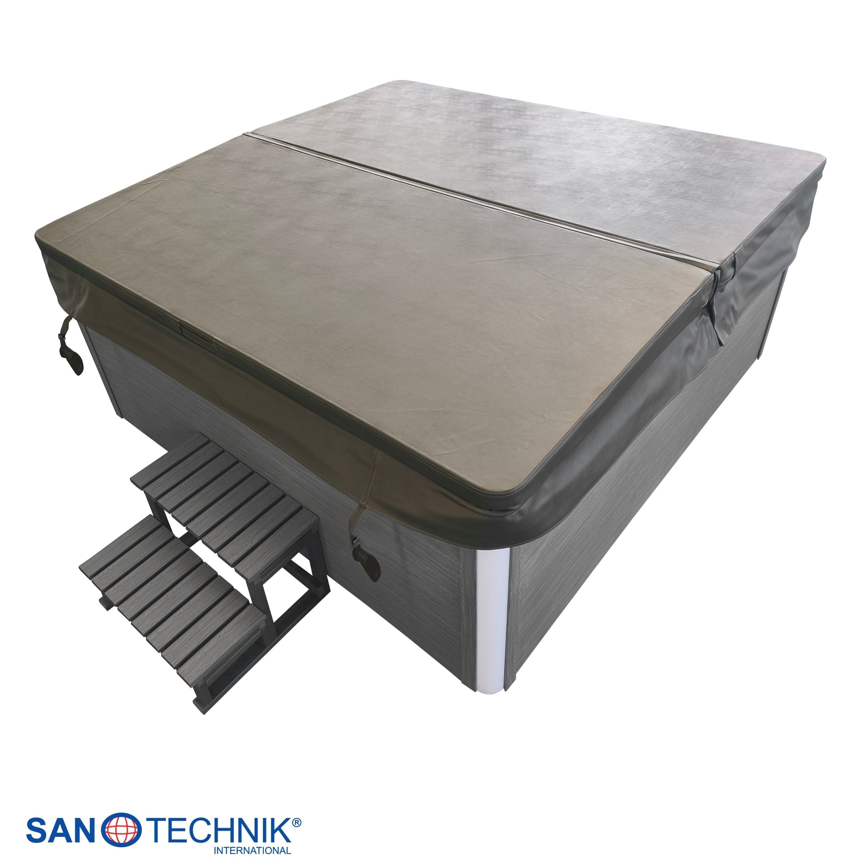 Sanotechnik - ROVINJ OUTDOOR WHIRLPOOL white inkl. Abdeckung und Stiege 210x210x90 cm