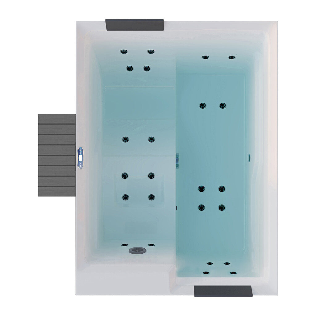 Sanotechnik - KORFU OUTDOOR WHIRLPOOL white inkl. Abdeckung und Stiege 190x140x70 cm