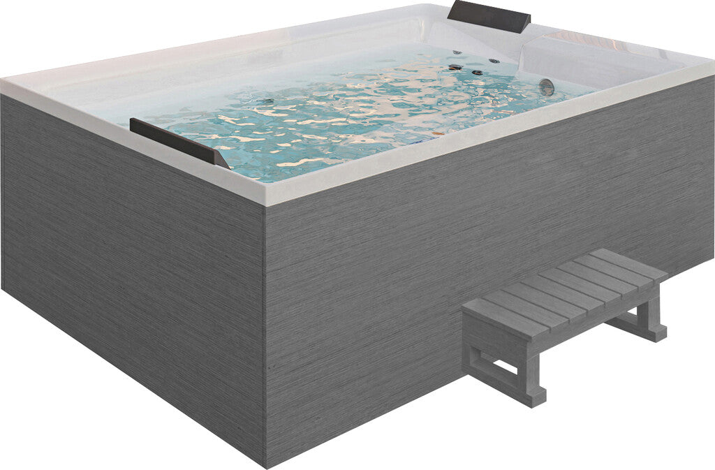 Sanotechnik - KORFU OUTDOOR WHIRLPOOL white inkl. Abdeckung und Stiege 190x140x70 cm