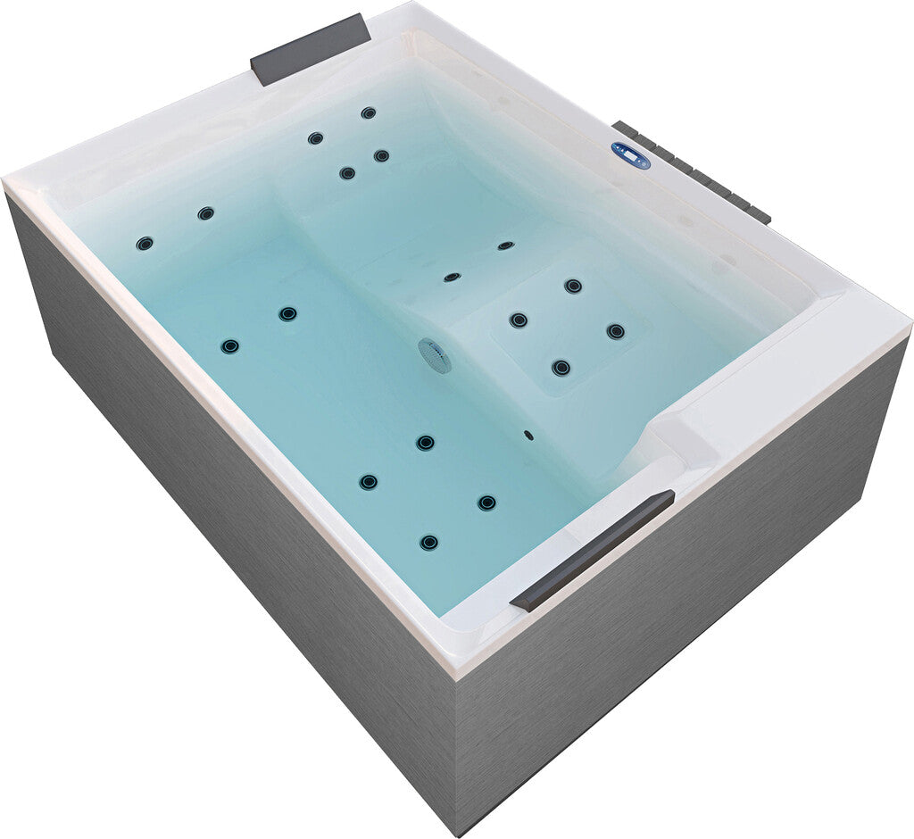 Sanotechnik - KORFU OUTDOOR WHIRLPOOL white inkl. Abdeckung und Stiege 190x140x70 cm