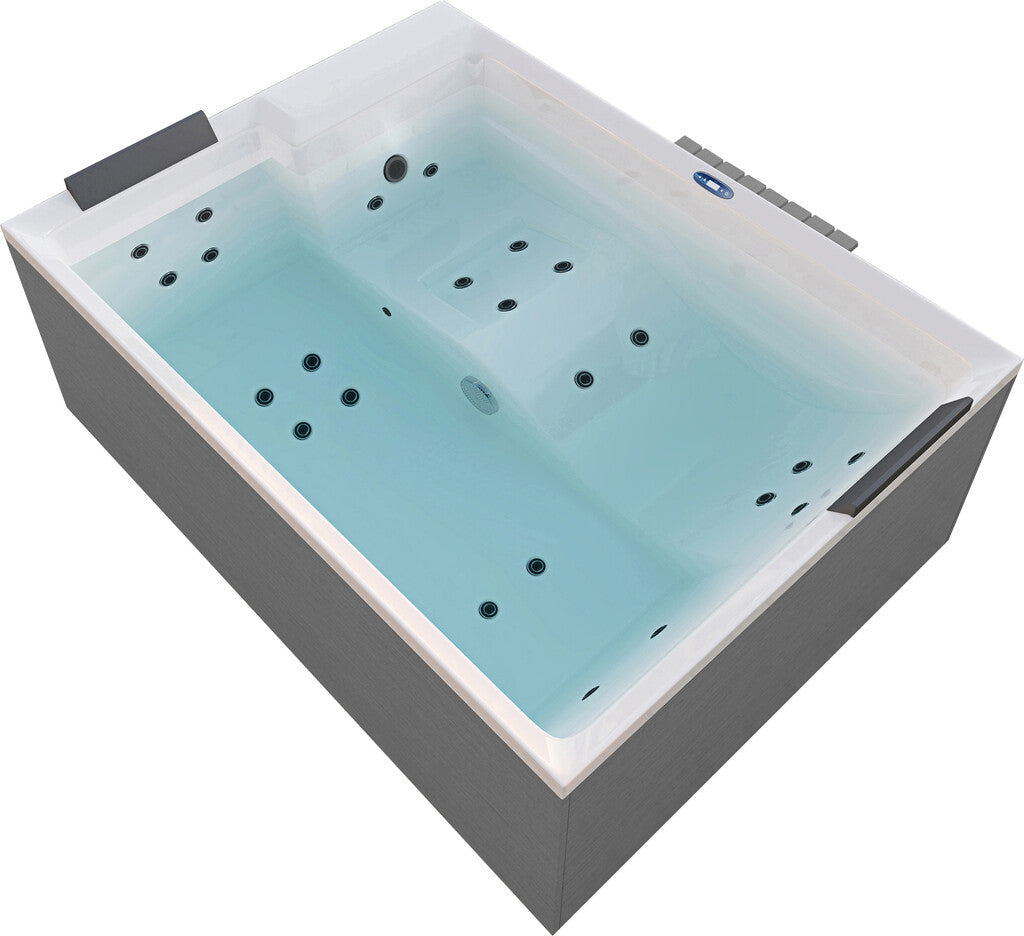 Sanotechnik - KORFU OUTDOOR WHIRLPOOL white inkl. Abdeckung und Stiege 190x140x70 cm