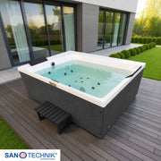 Sanotechnik - KORFU OUTDOOR WHIRLPOOL white inkl. Abdeckung und Stiege 190x140x70 cm