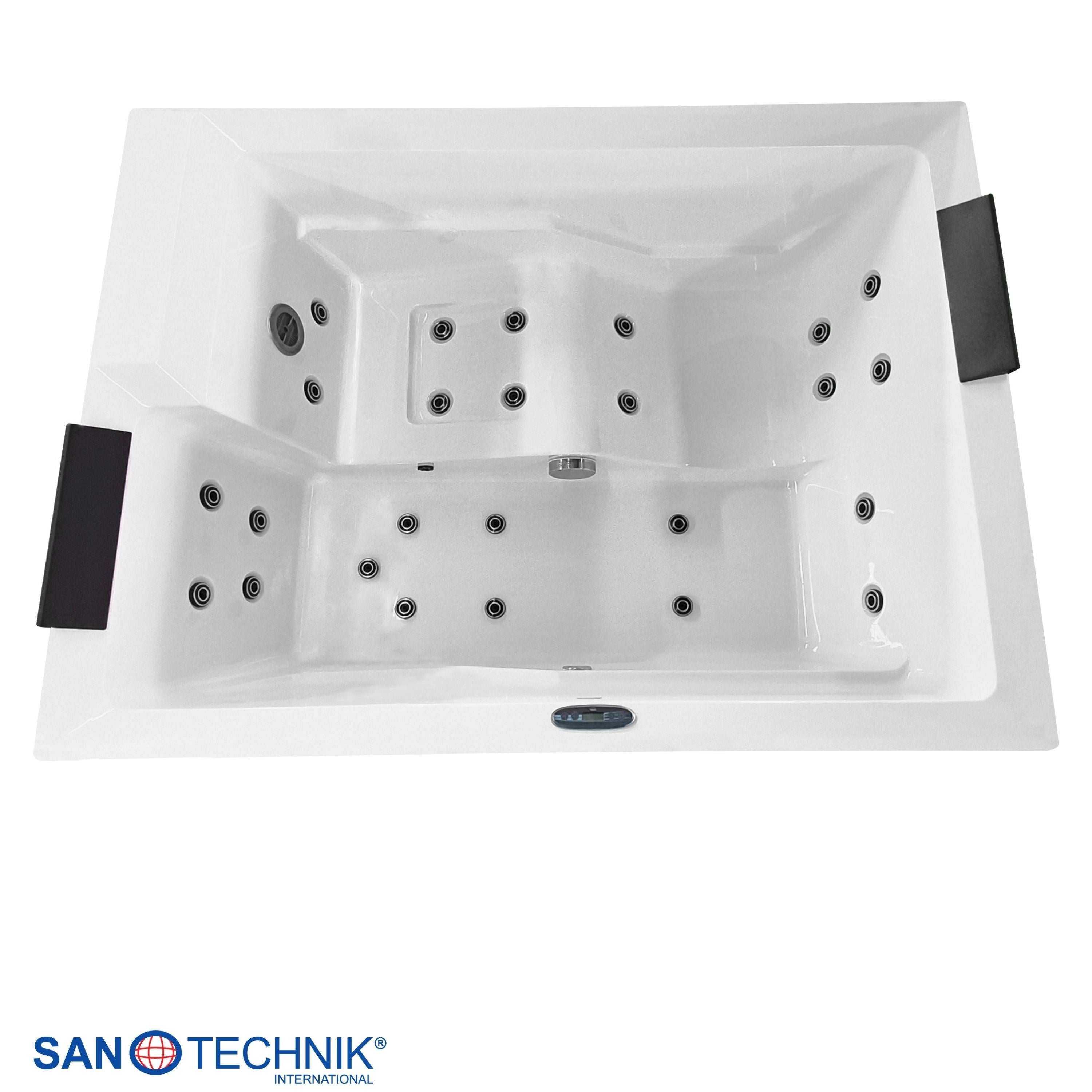 Sanotechnik - KORFU OUTDOOR WHIRLPOOL white inkl. Abdeckung und Stiege 190x140x70 cm