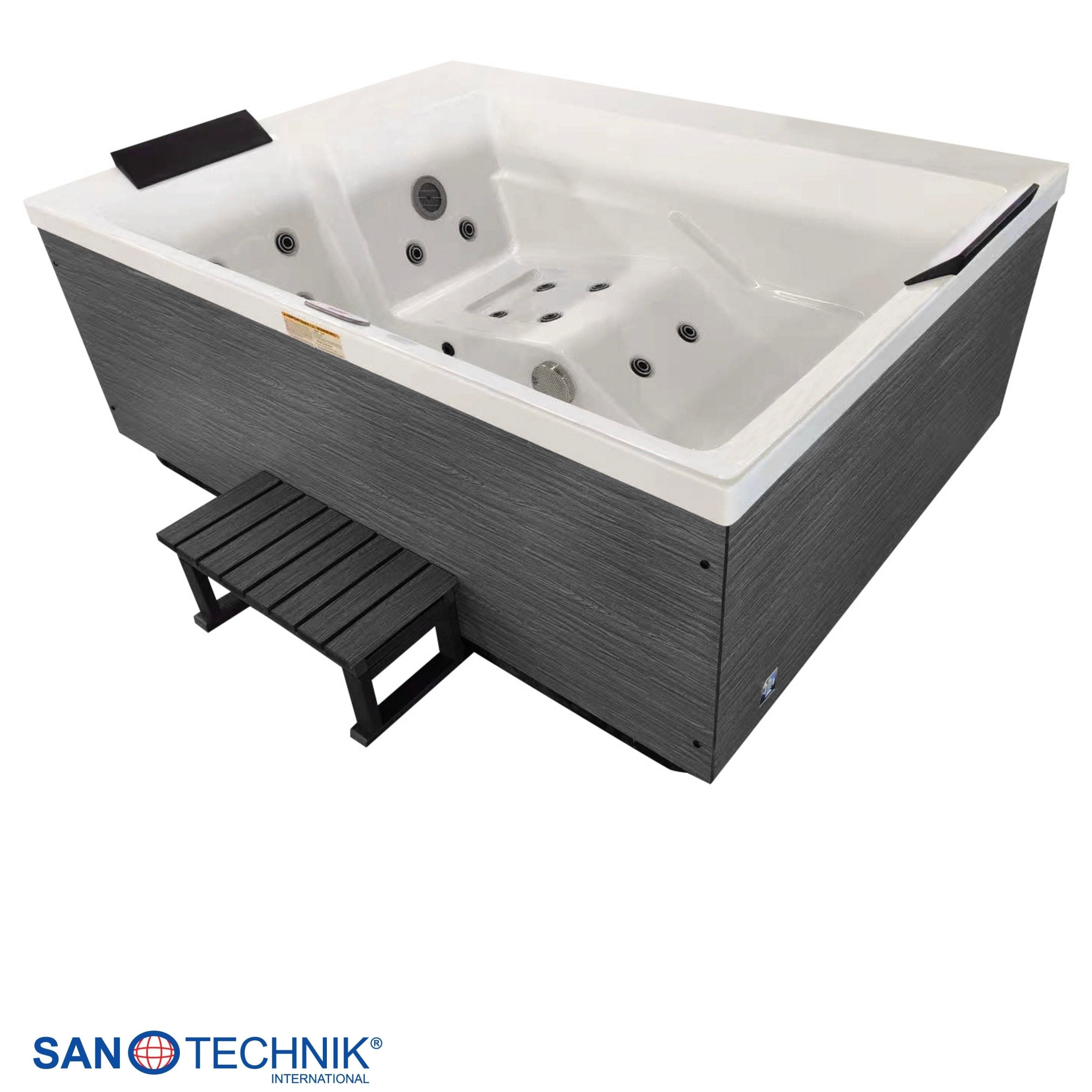 Sanotechnik - KORFU OUTDOOR WHIRLPOOL white inkl. Abdeckung und Stiege 190x140x70 cm