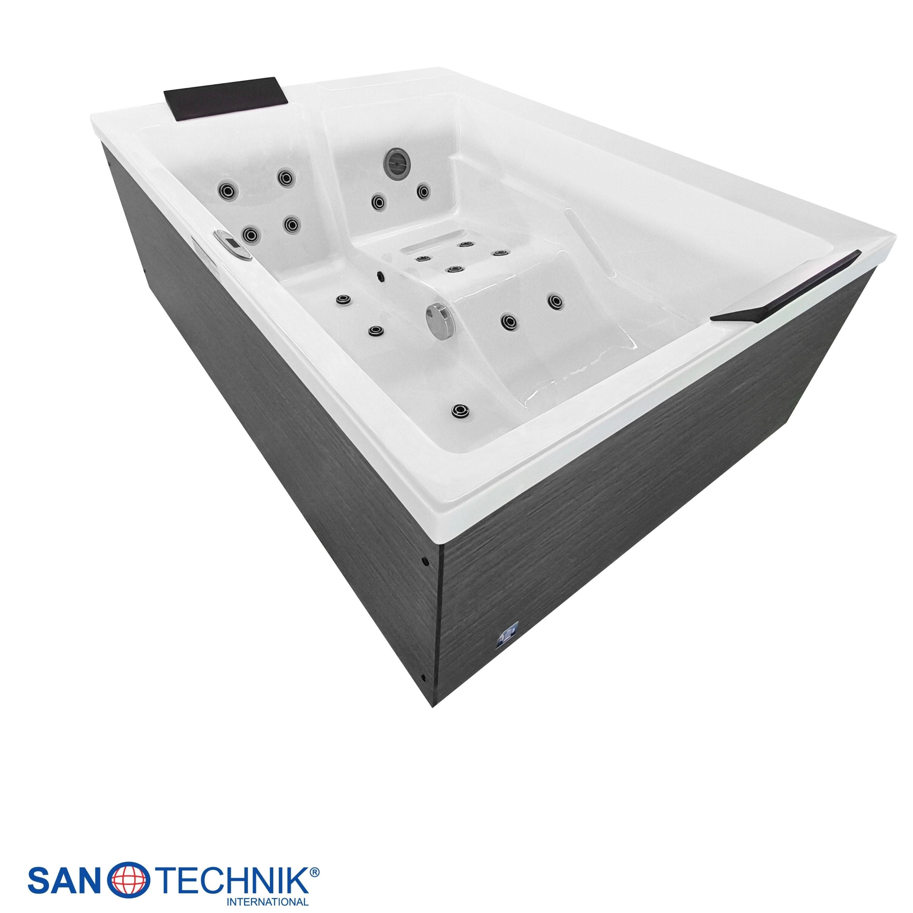 Sanotechnik - KORFU OUTDOOR WHIRLPOOL white inkl. Abdeckung und Stiege 190x140x70 cm