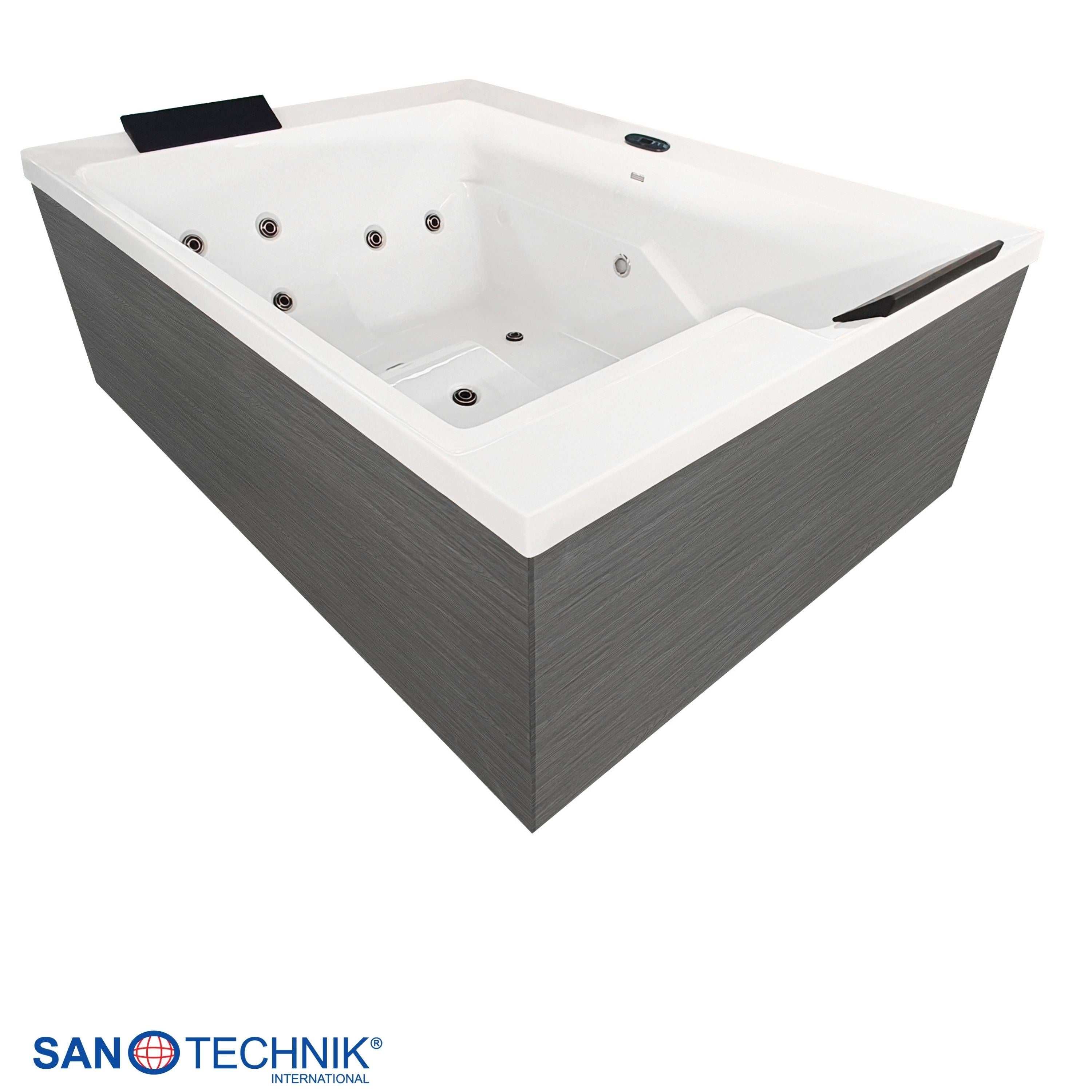 Sanotechnik - KORFU OUTDOOR WHIRLPOOL white inkl. Abdeckung und Stiege 190x140x70 cm