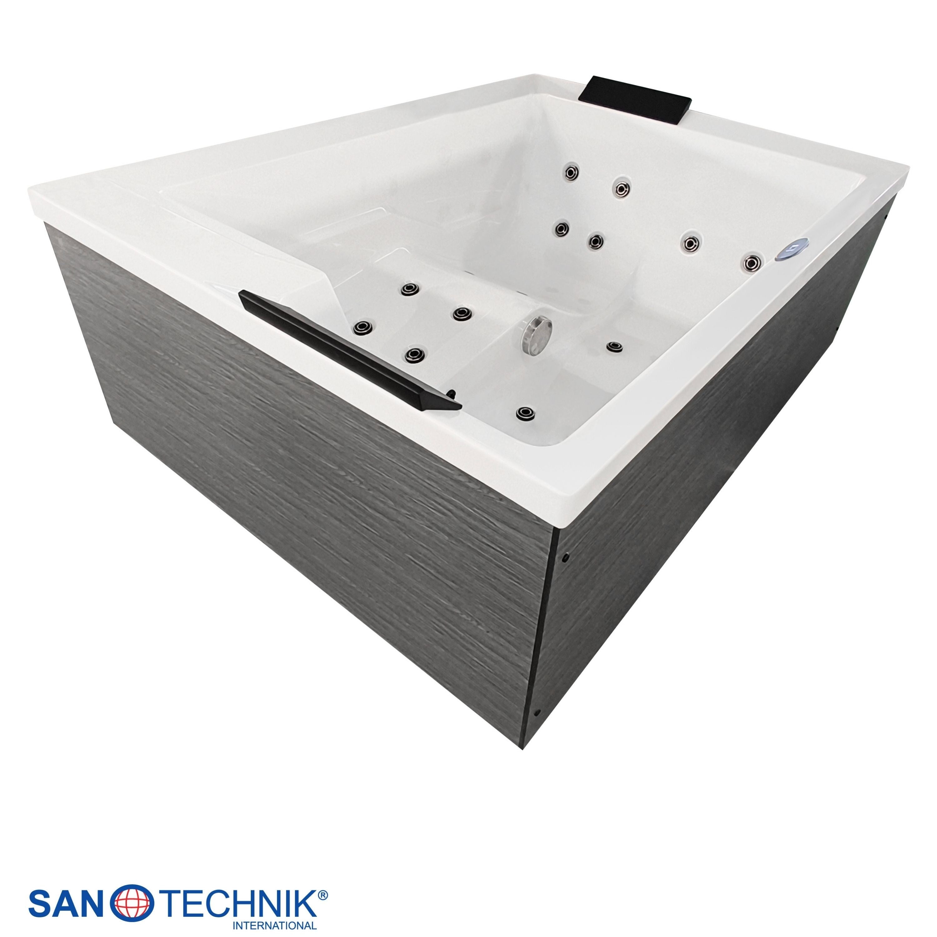 Sanotechnik - KORFU OUTDOOR WHIRLPOOL white inkl. Abdeckung und Stiege 190x140x70 cm