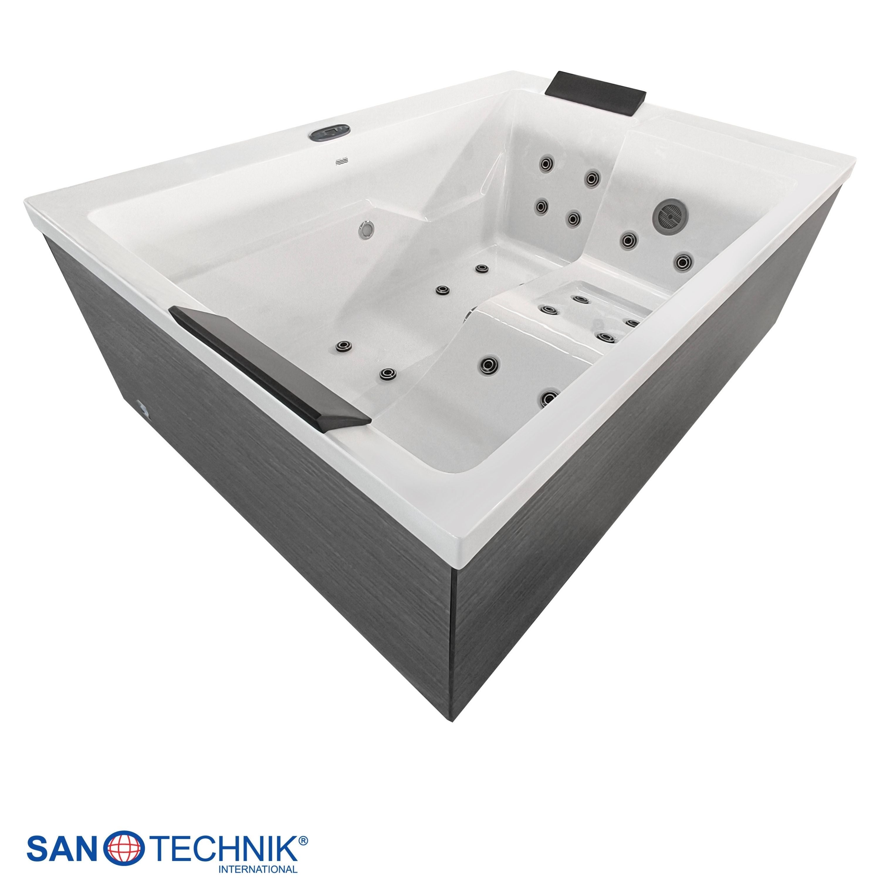 Sanotechnik - KORFU OUTDOOR WHIRLPOOL white inkl. Abdeckung und Stiege 190x140x70 cm
