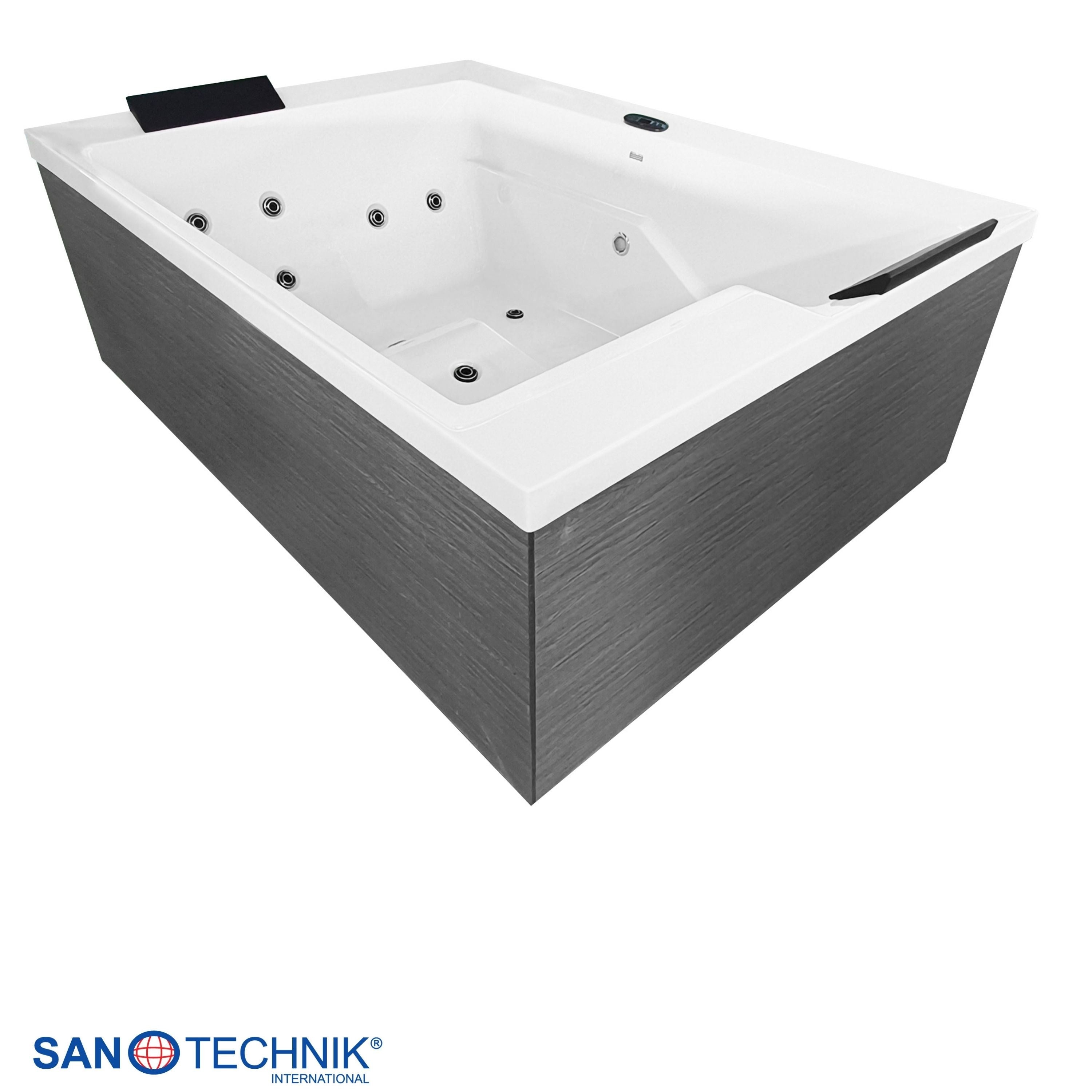 Sanotechnik - KORFU OUTDOOR WHIRLPOOL white inkl. Abdeckung und Stiege 190x140x70 cm