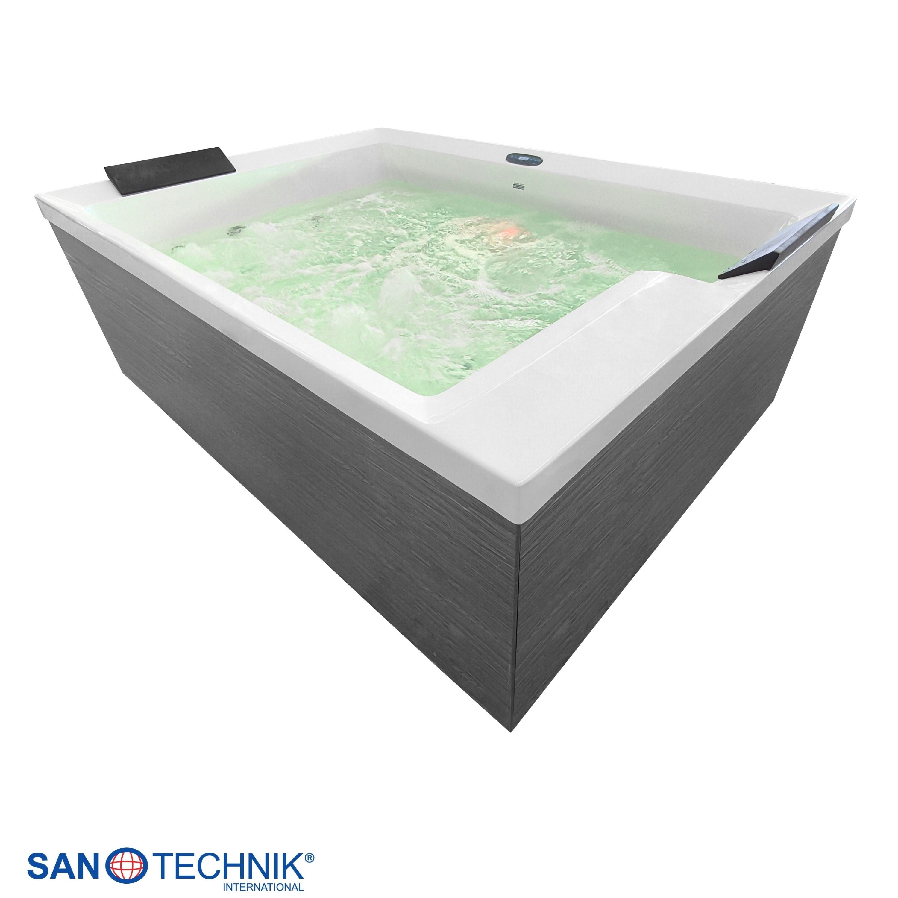 Sanotechnik - KORFU OUTDOOR WHIRLPOOL white inkl. Abdeckung und Stiege 190x140x70 cm