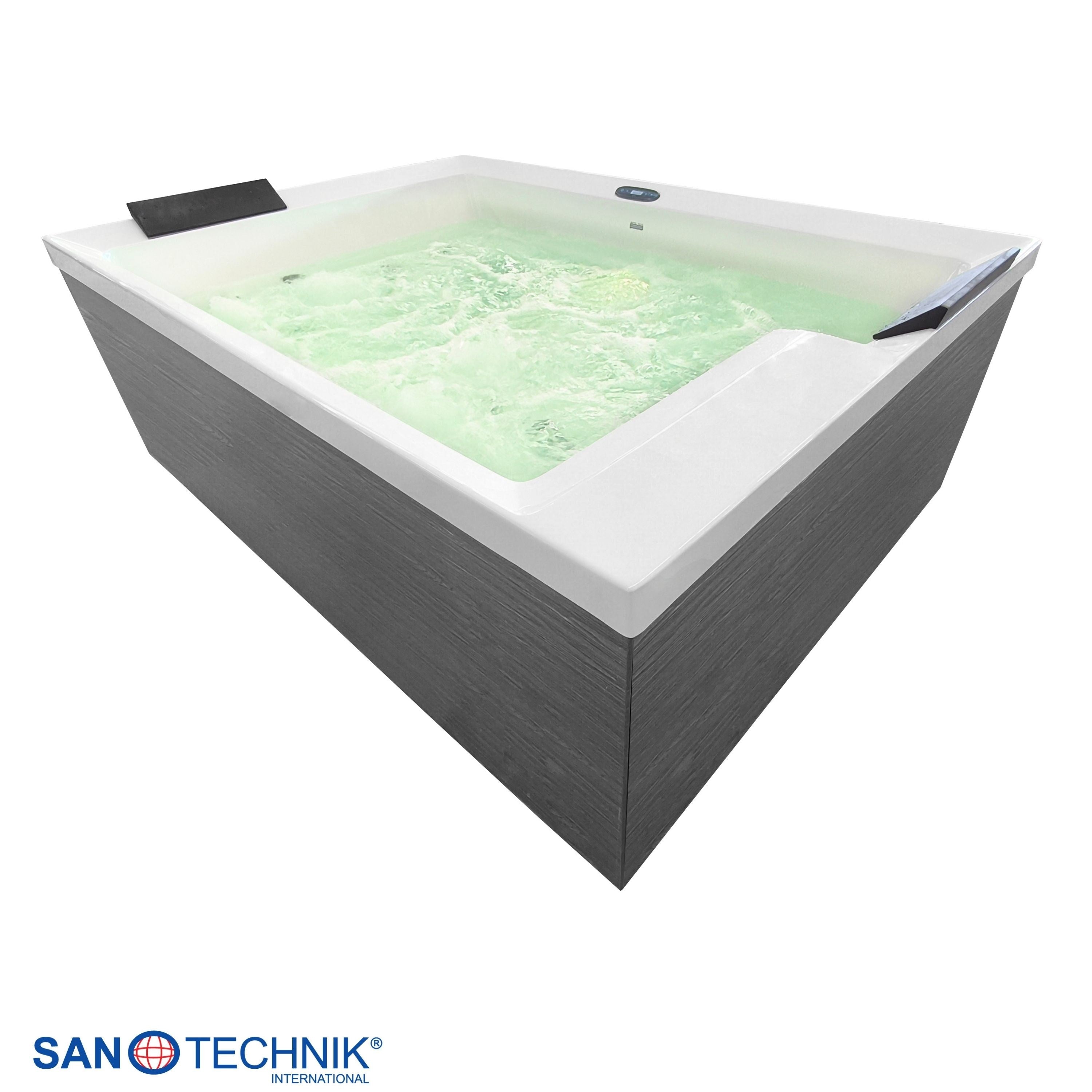 Sanotechnik - KORFU OUTDOOR WHIRLPOOL white inkl. Abdeckung und Stiege 190x140x70 cm