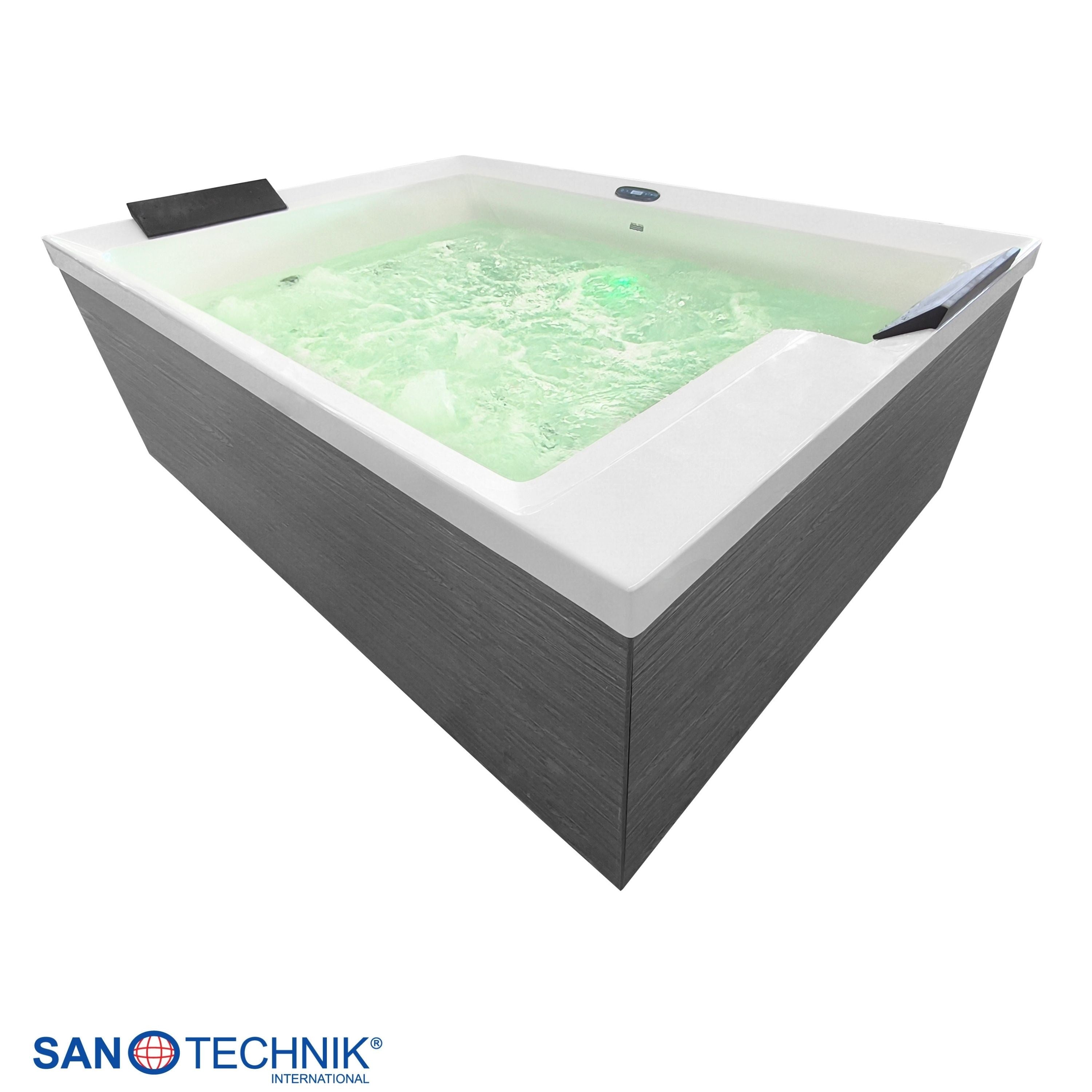 Sanotechnik - KORFU OUTDOOR WHIRLPOOL white inkl. Abdeckung und Stiege 190x140x70 cm