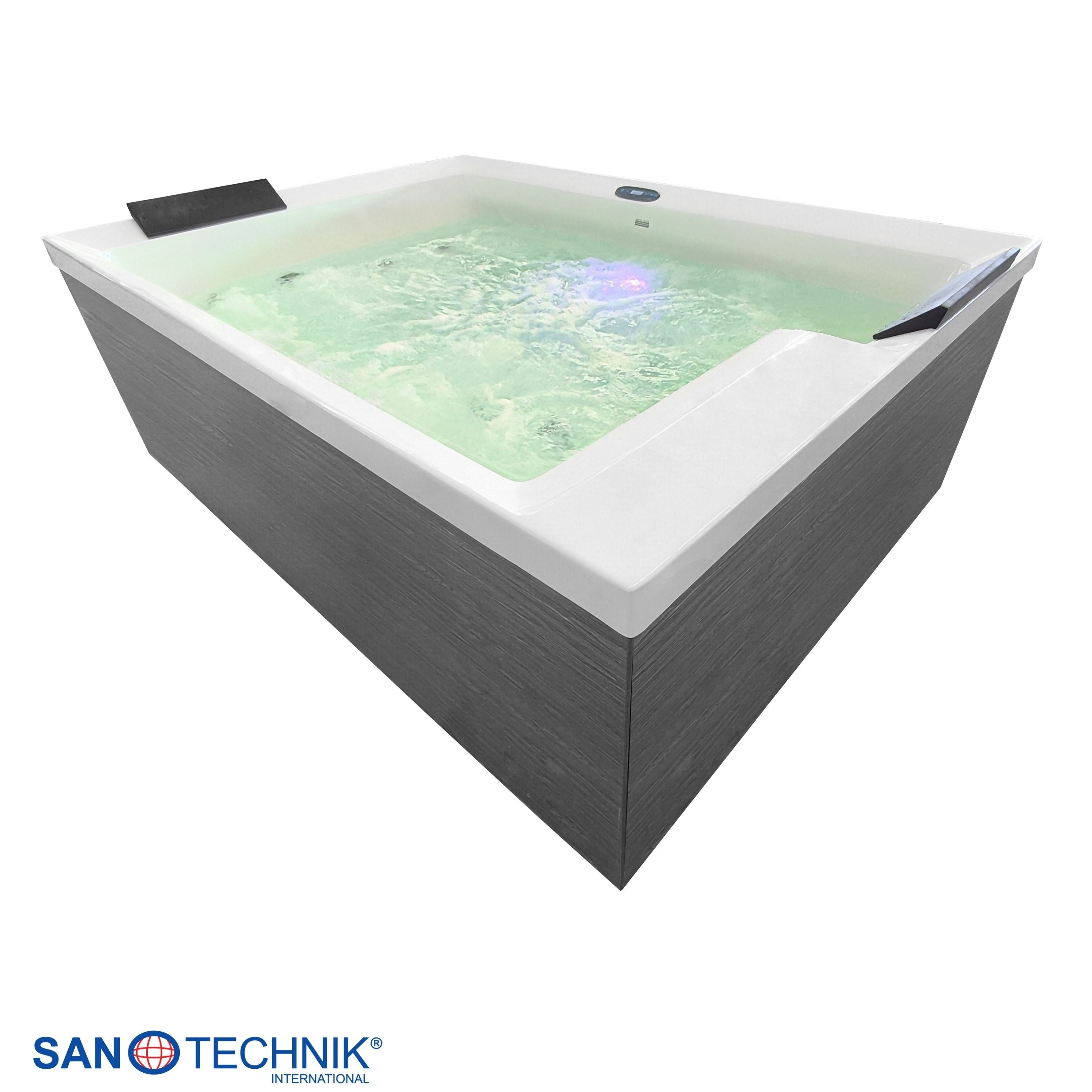 Sanotechnik - KORFU OUTDOOR WHIRLPOOL white inkl. Abdeckung und Stiege 190x140x70 cm