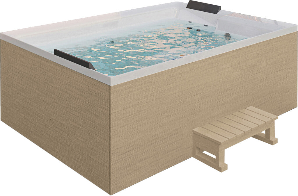 Sanotechnik - ZADAR OUTDOOR WHIRLPOOL white inkl. Abdeckung und Stiege 190x140x70 cm