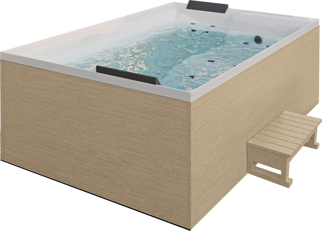 Sanotechnik - ZADAR OUTDOOR WHIRLPOOL white inkl. Abdeckung und Stiege 190x140x70 cm