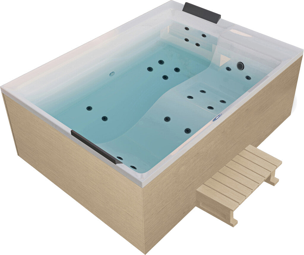 Sanotechnik - ZADAR OUTDOOR WHIRLPOOL white inkl. Abdeckung und Stiege 190x140x70 cm