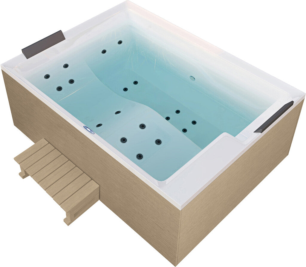 Sanotechnik - ZADAR OUTDOOR WHIRLPOOL white inkl. Abdeckung und Stiege 190x140x70 cm