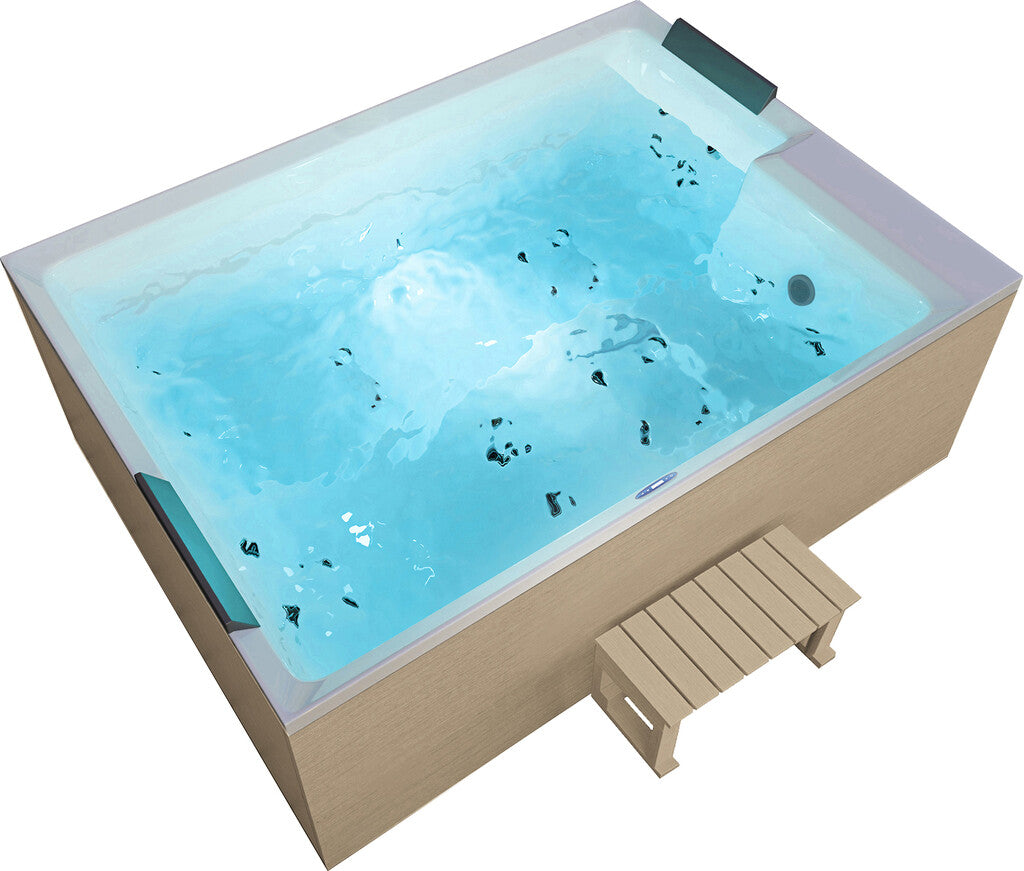 Sanotechnik - ZADAR OUTDOOR WHIRLPOOL white inkl. Abdeckung und Stiege 190x140x70 cm
