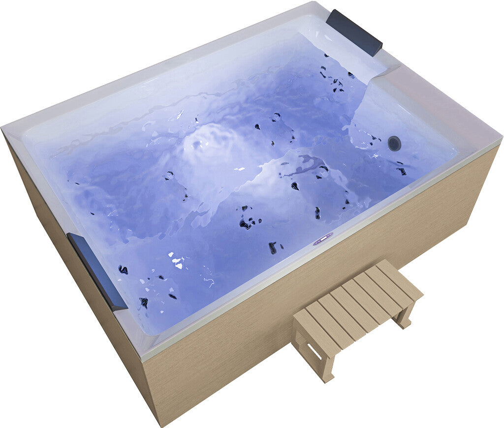 Sanotechnik - ZADAR OUTDOOR WHIRLPOOL white inkl. Abdeckung und Stiege 190x140x70 cm
