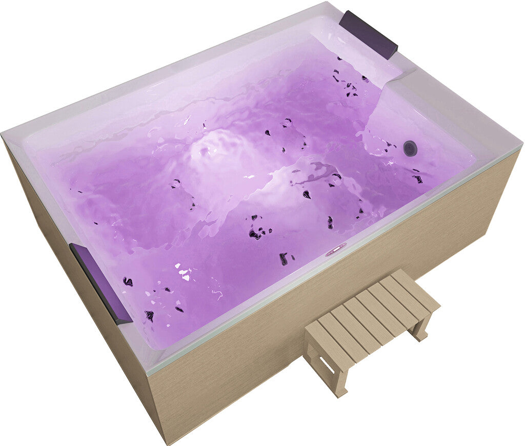 Sanotechnik - ZADAR OUTDOOR WHIRLPOOL white inkl. Abdeckung und Stiege 190x140x70 cm