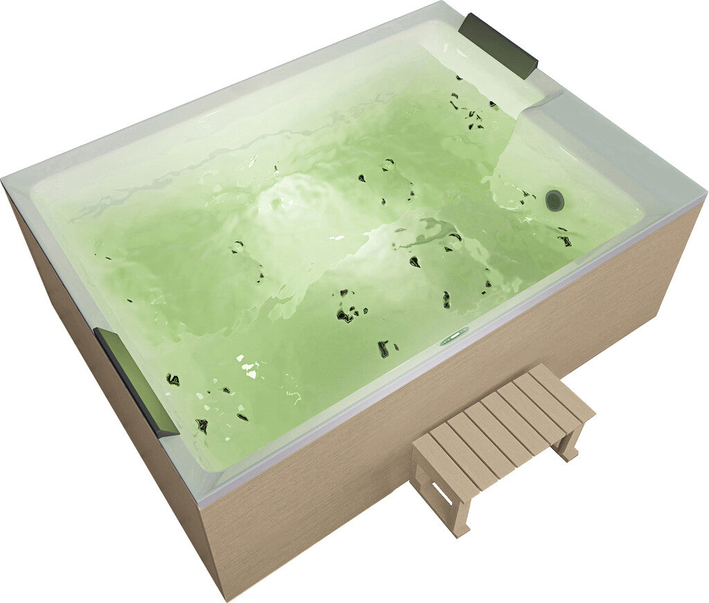 Sanotechnik - ZADAR OUTDOOR WHIRLPOOL white inkl. Abdeckung und Stiege 190x140x70 cm