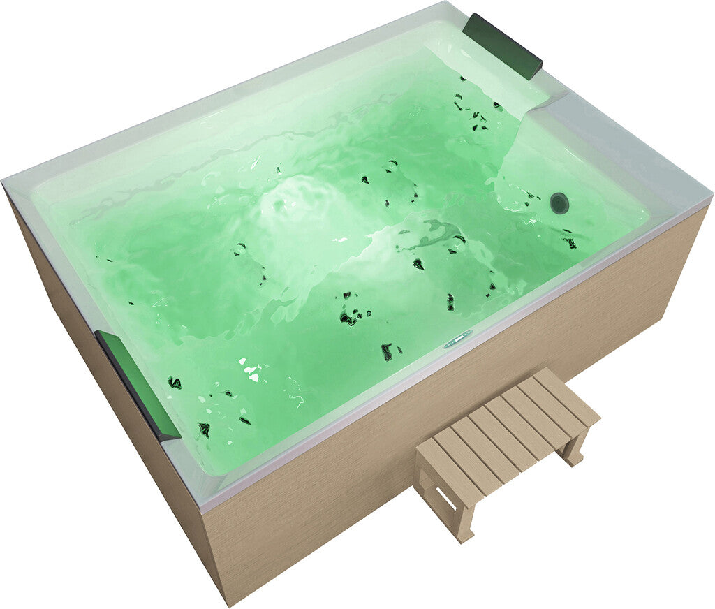Sanotechnik - ZADAR OUTDOOR WHIRLPOOL white inkl. Abdeckung und Stiege 190x140x70 cm