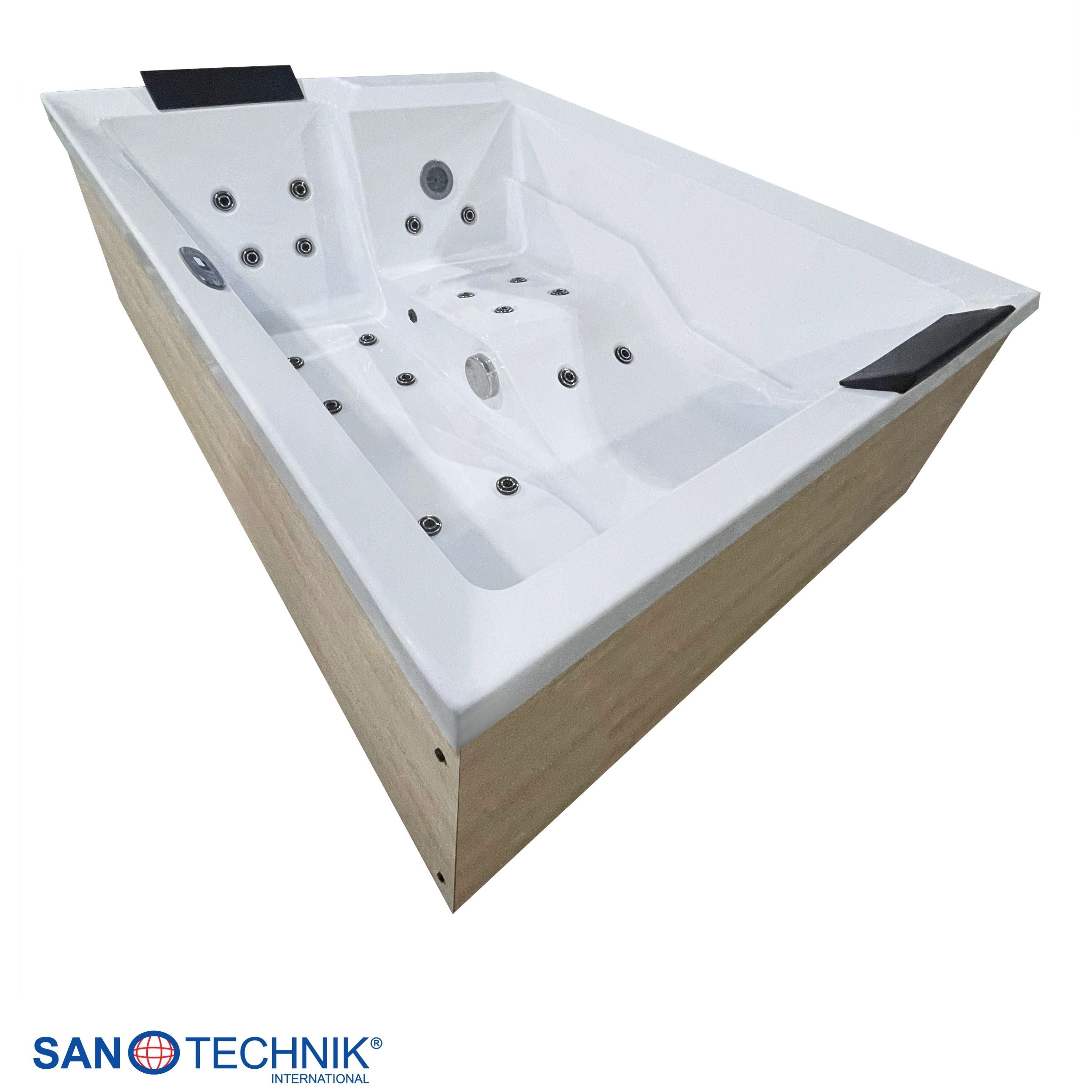 Sanotechnik - ZADAR OUTDOOR WHIRLPOOL white inkl. Abdeckung und Stiege 190x140x70 cm