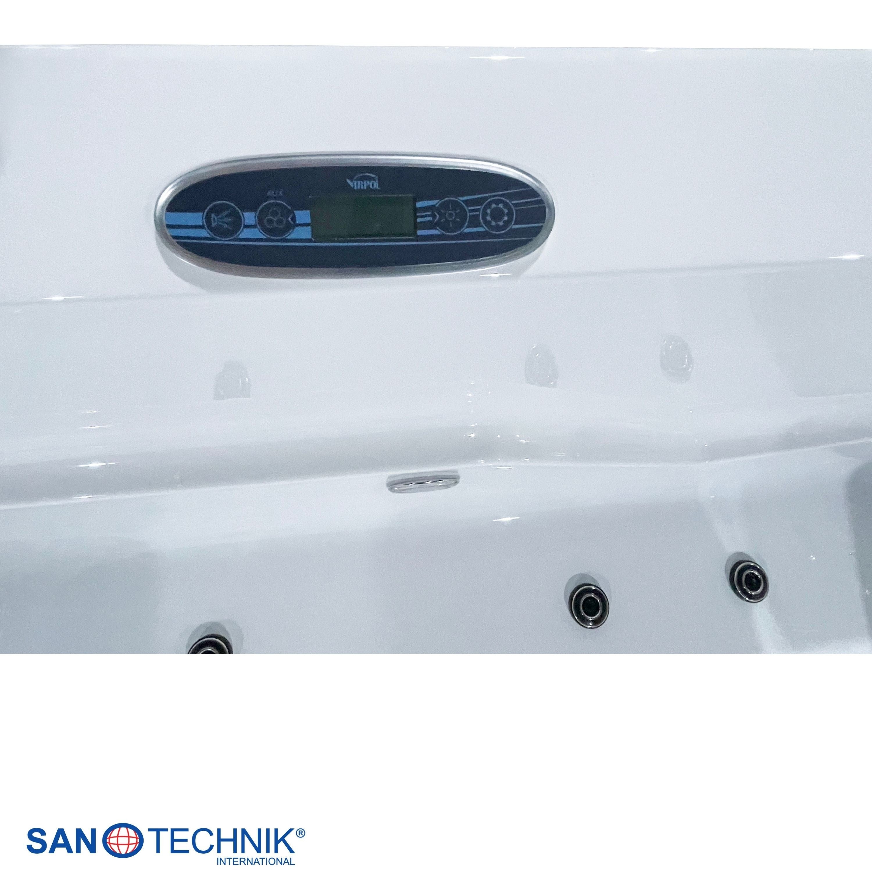 Sanotechnik - ZADAR OUTDOOR WHIRLPOOL white inkl. Abdeckung und Stiege 190x140x70 cm