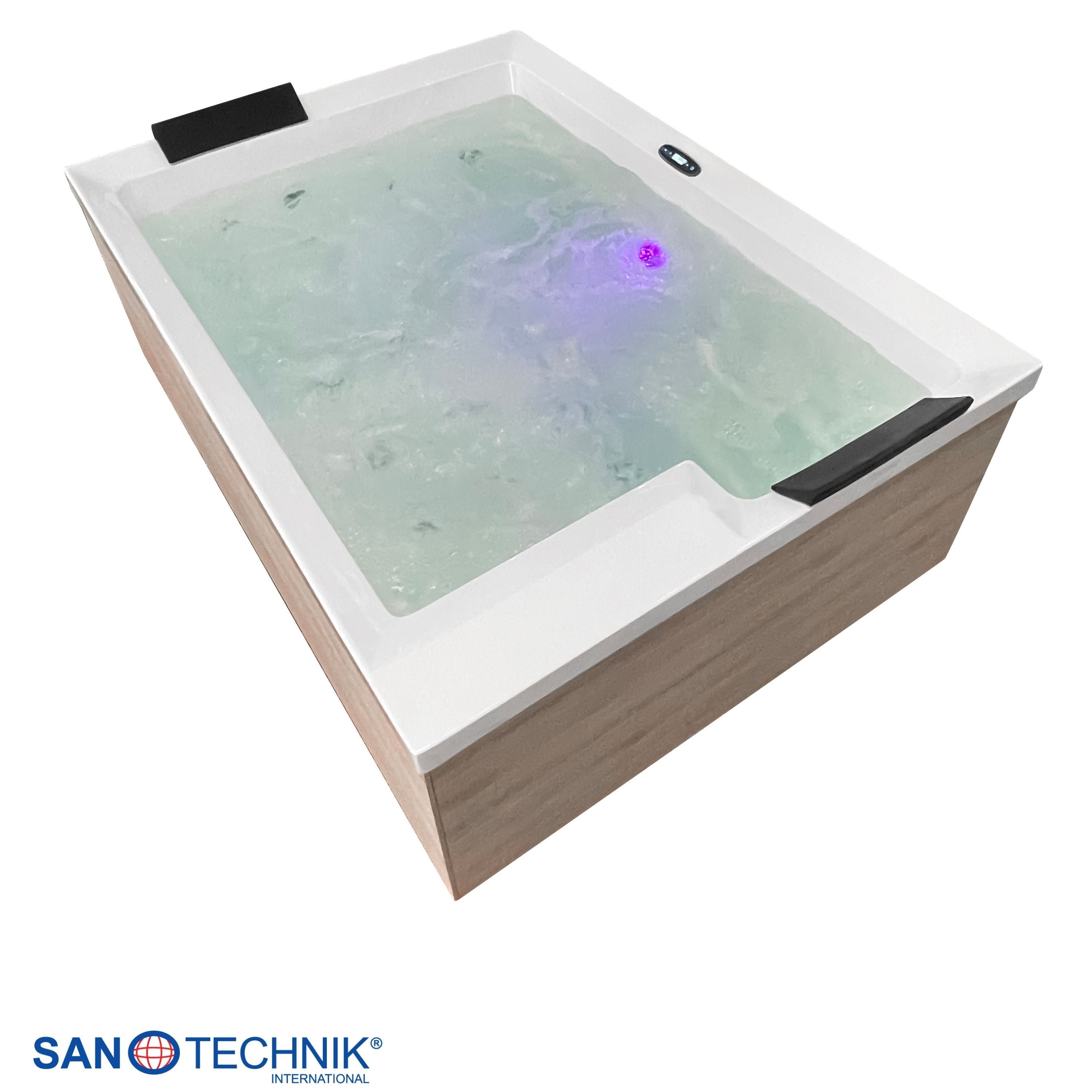 Sanotechnik - ZADAR OUTDOOR WHIRLPOOL white inkl. Abdeckung und Stiege 190x140x70 cm