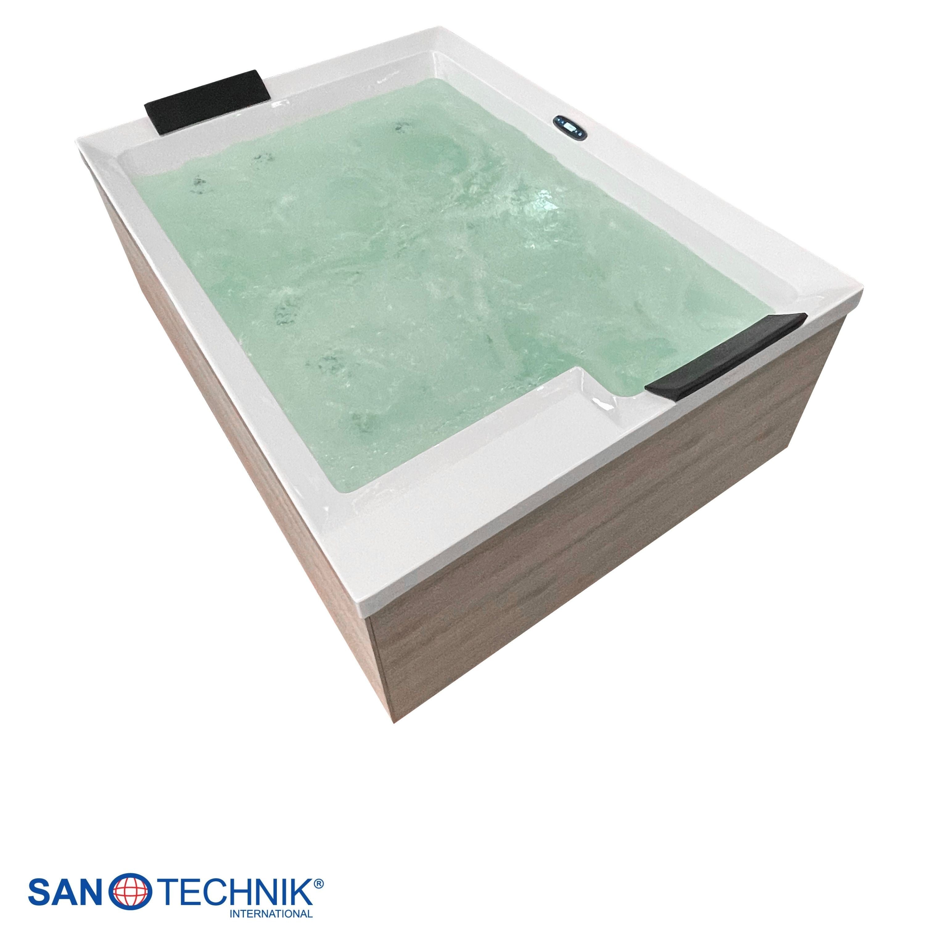 Sanotechnik - ZADAR OUTDOOR WHIRLPOOL white inkl. Abdeckung und Stiege 190x140x70 cm