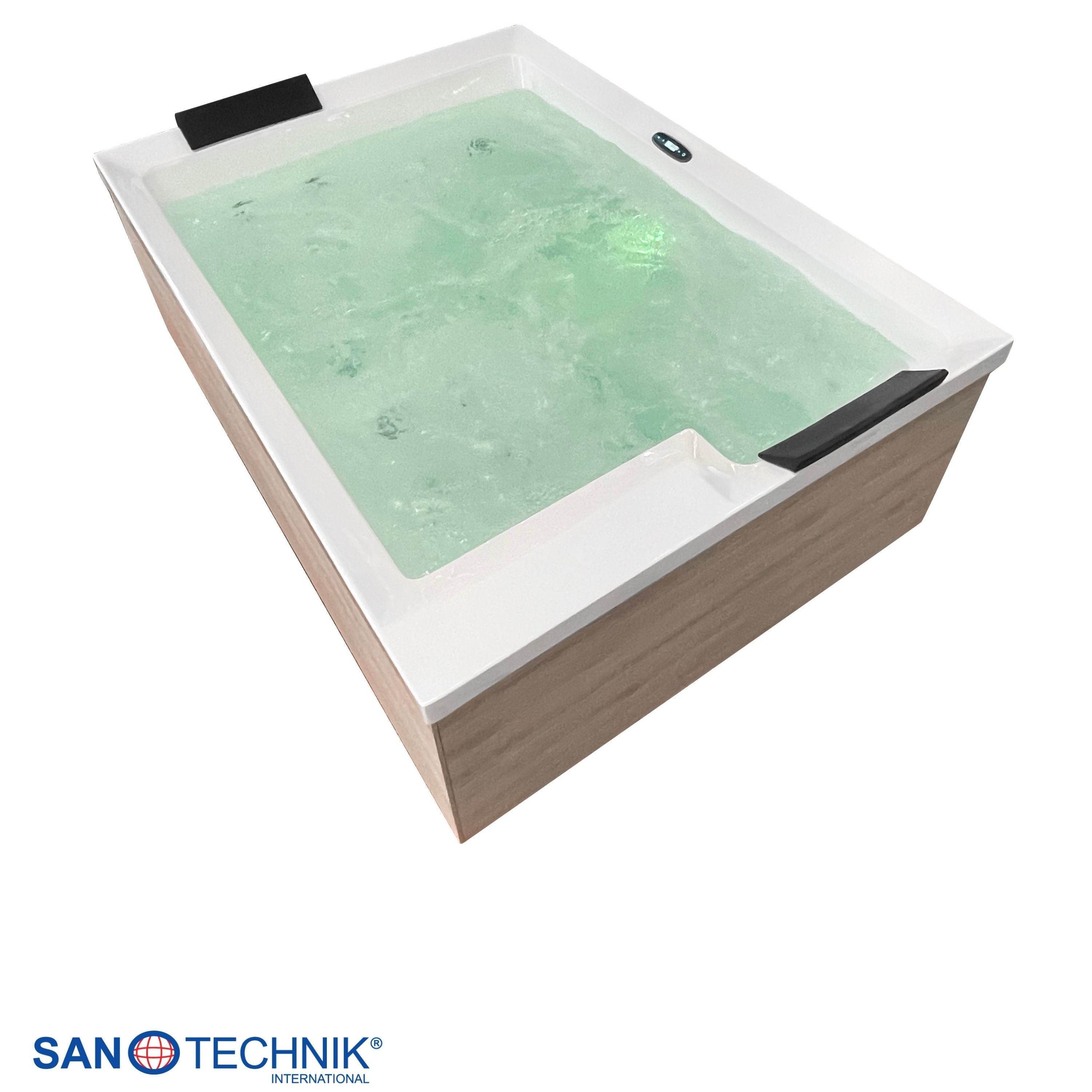 Sanotechnik - ZADAR OUTDOOR WHIRLPOOL white inkl. Abdeckung und Stiege 190x140x70 cm