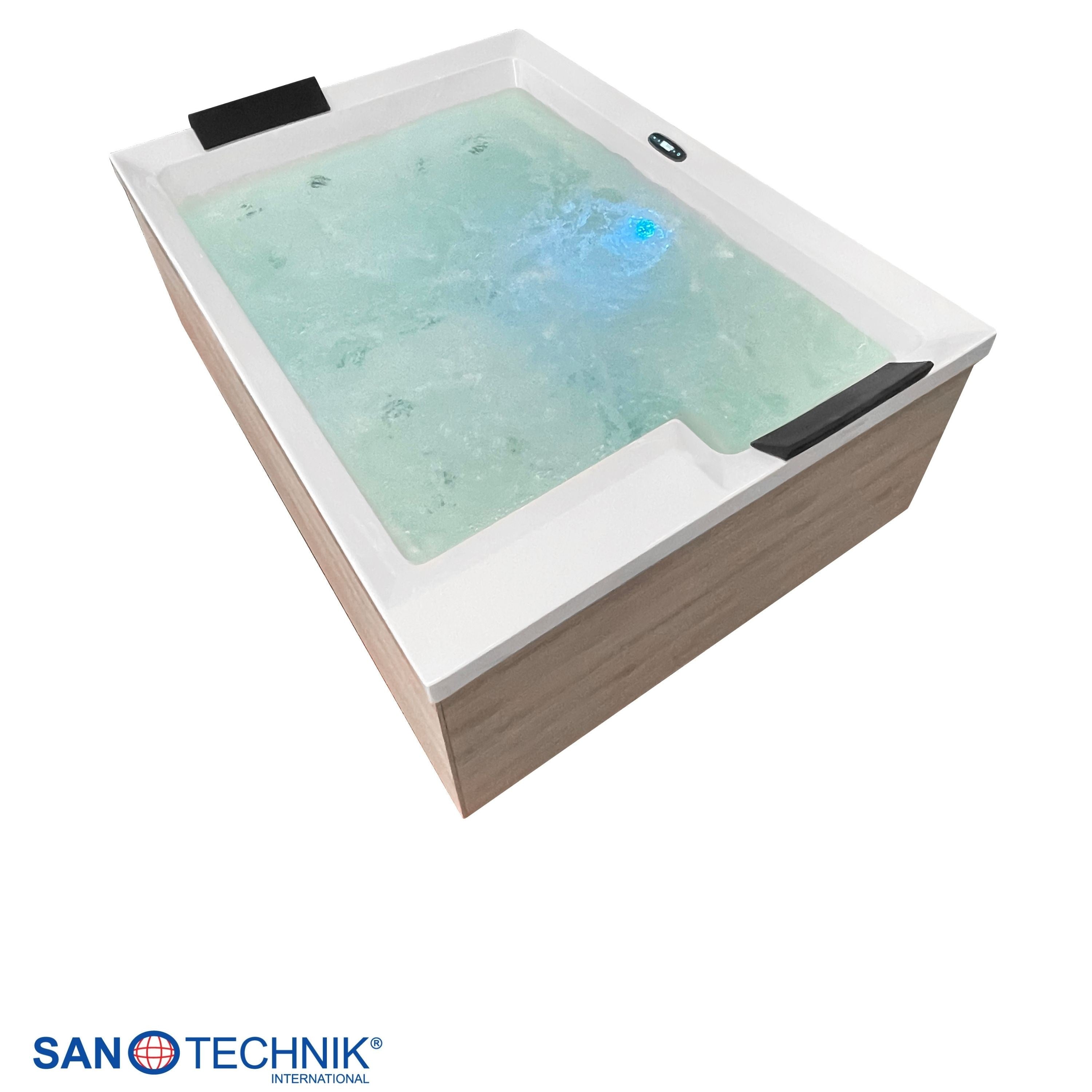 Sanotechnik - ZADAR OUTDOOR WHIRLPOOL white inkl. Abdeckung und Stiege 190x140x70 cm