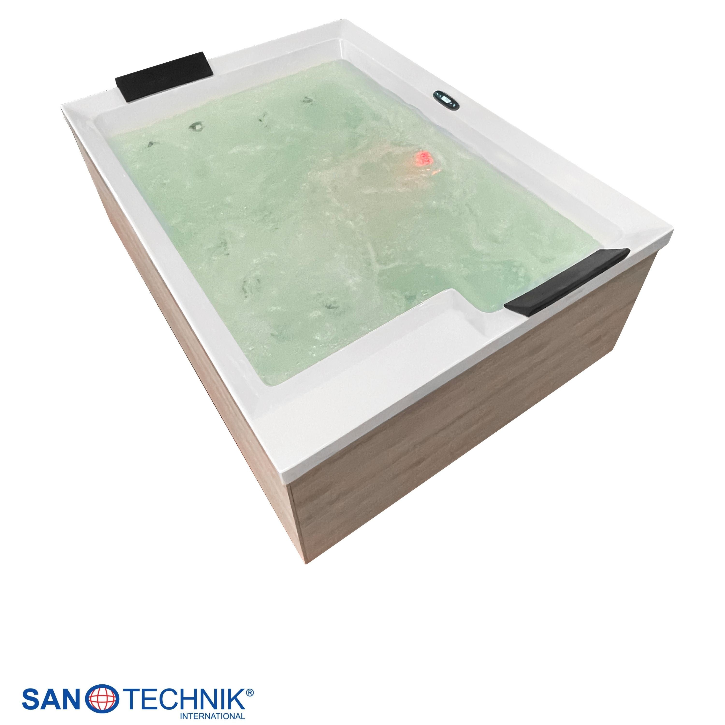 Sanotechnik - ZADAR OUTDOOR WHIRLPOOL white inkl. Abdeckung und Stiege 190x140x70 cm