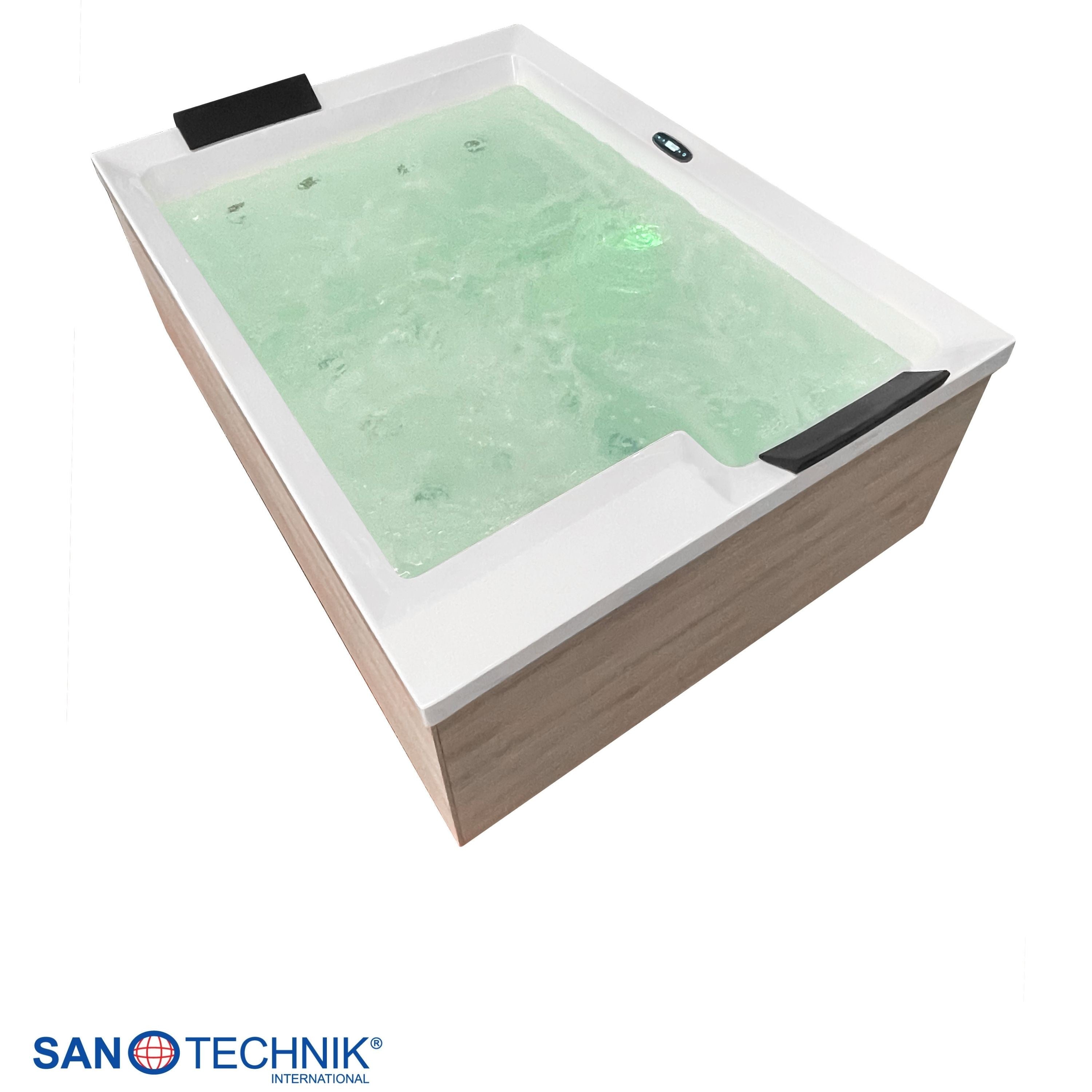 Sanotechnik - ZADAR OUTDOOR WHIRLPOOL white inkl. Abdeckung und Stiege 190x140x70 cm