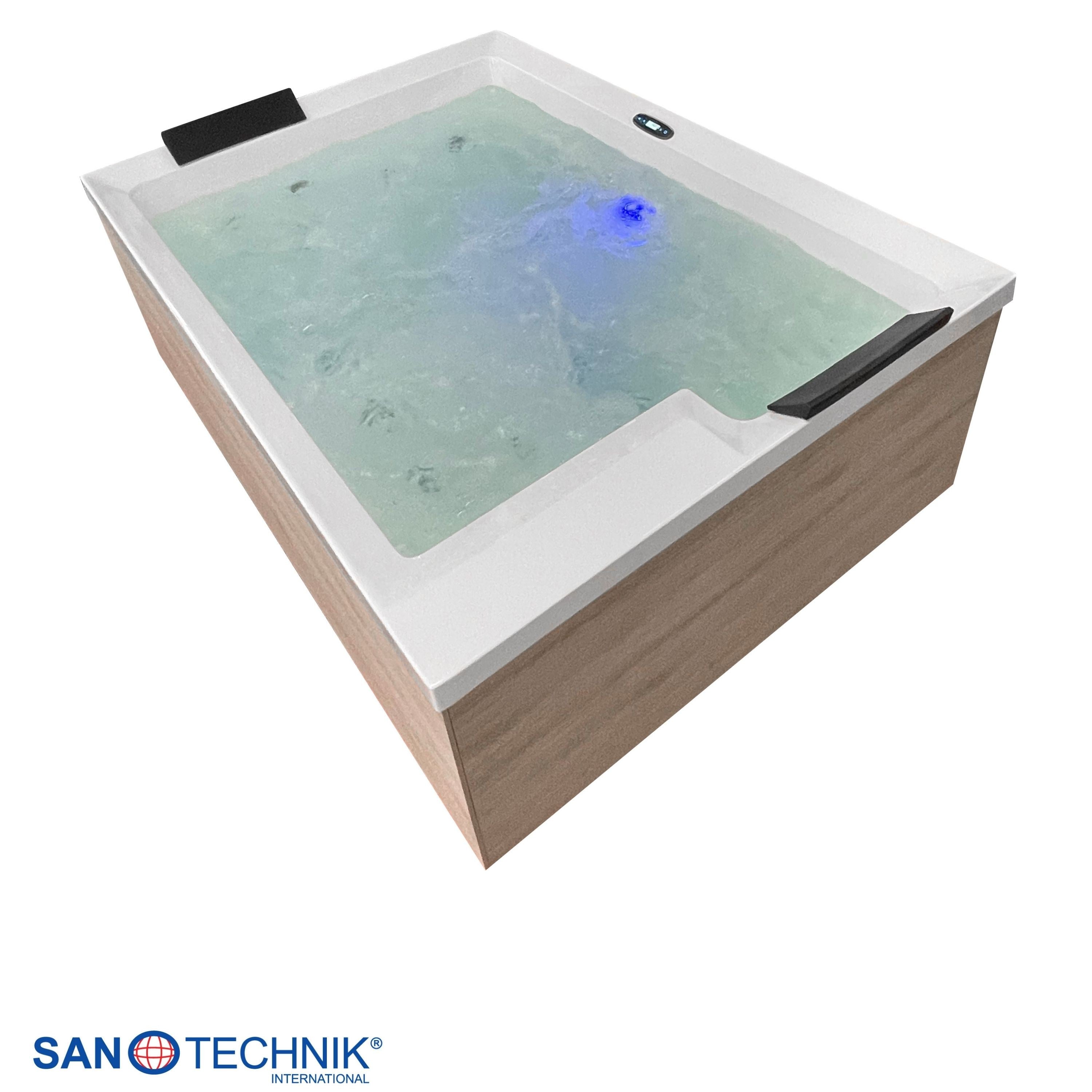 Sanotechnik - ZADAR OUTDOOR WHIRLPOOL white inkl. Abdeckung und Stiege 190x140x70 cm
