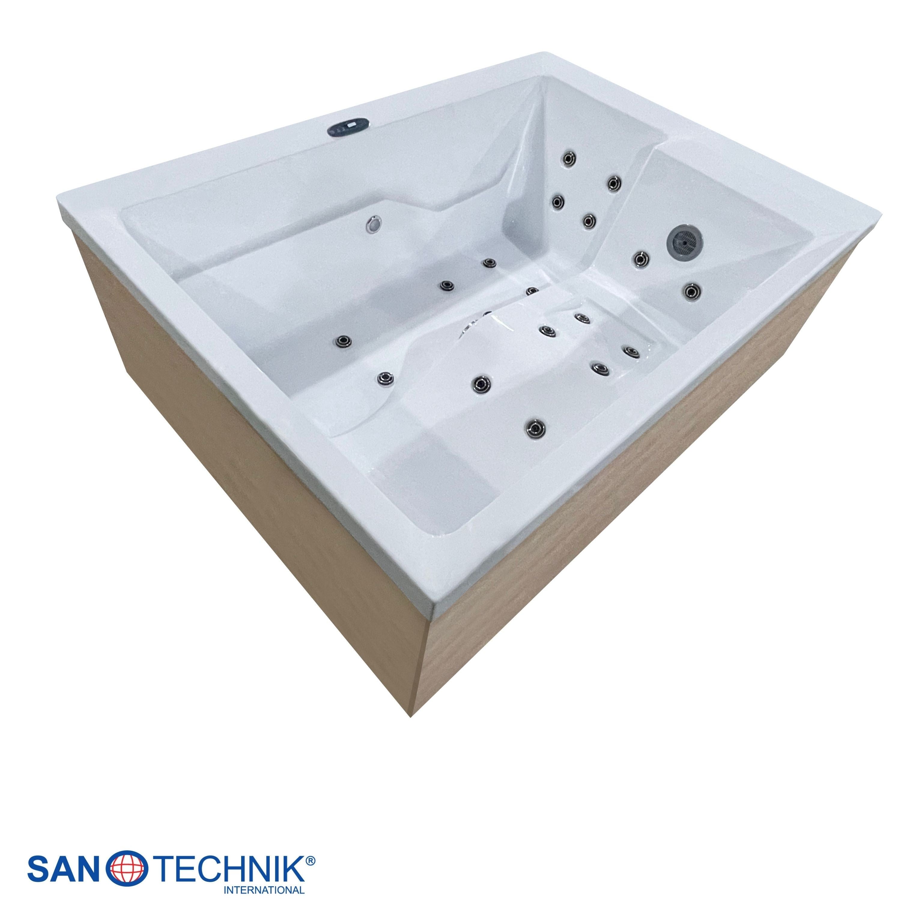 Sanotechnik - ZADAR OUTDOOR WHIRLPOOL white inkl. Abdeckung und Stiege 190x140x70 cm