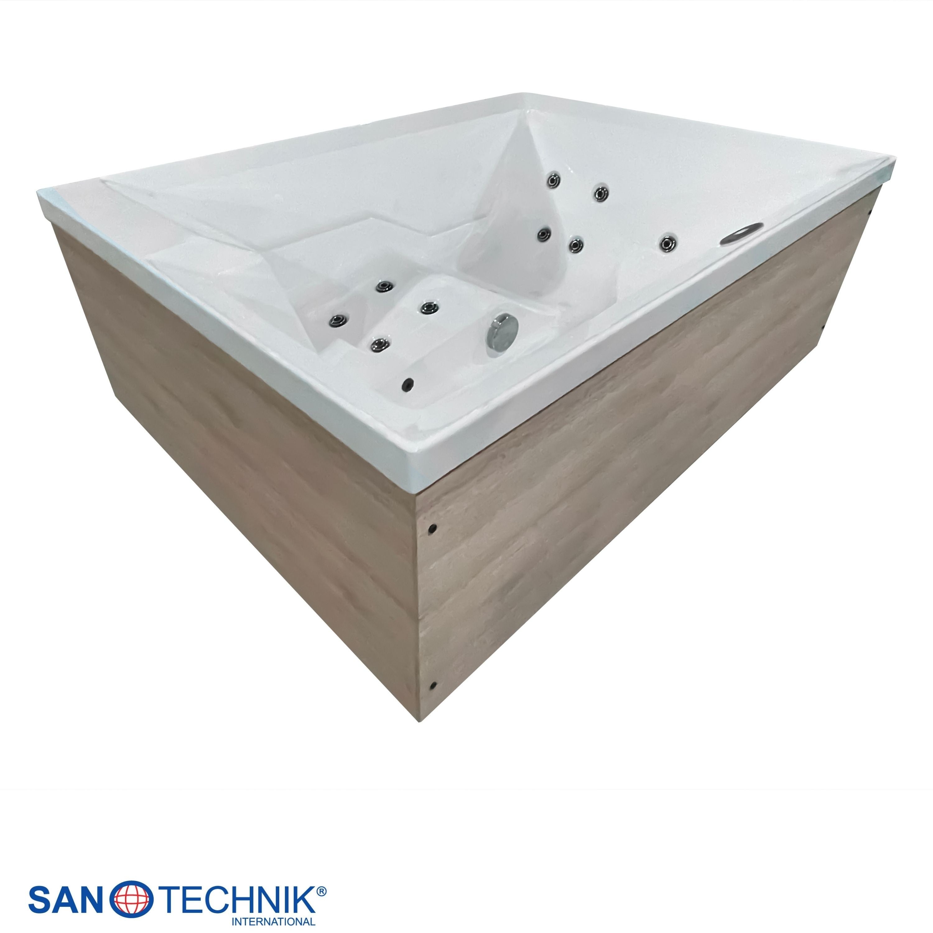 Sanotechnik - ZADAR OUTDOOR WHIRLPOOL white inkl. Abdeckung und Stiege 190x140x70 cm