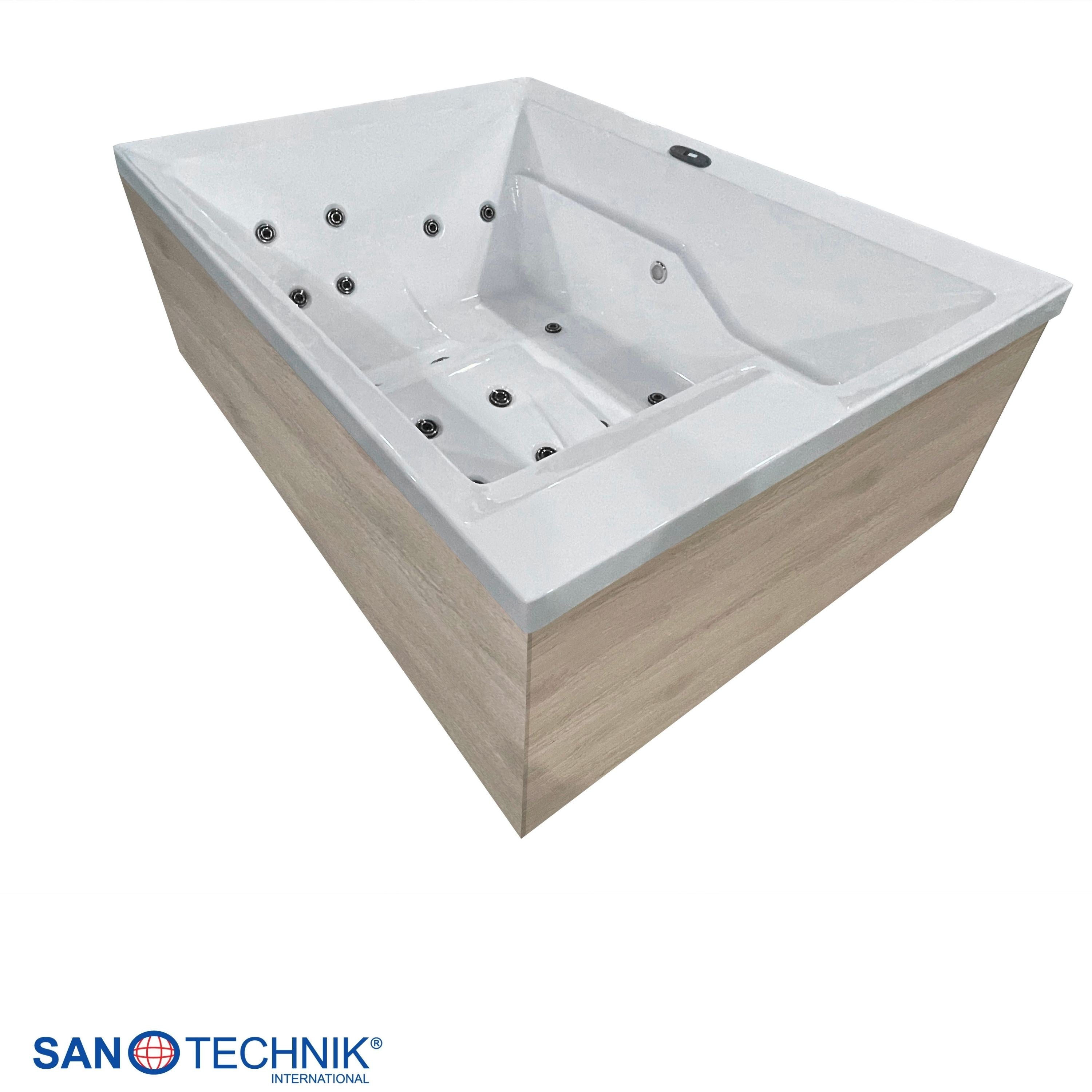 Sanotechnik - ZADAR OUTDOOR WHIRLPOOL white inkl. Abdeckung und Stiege 190x140x70 cm