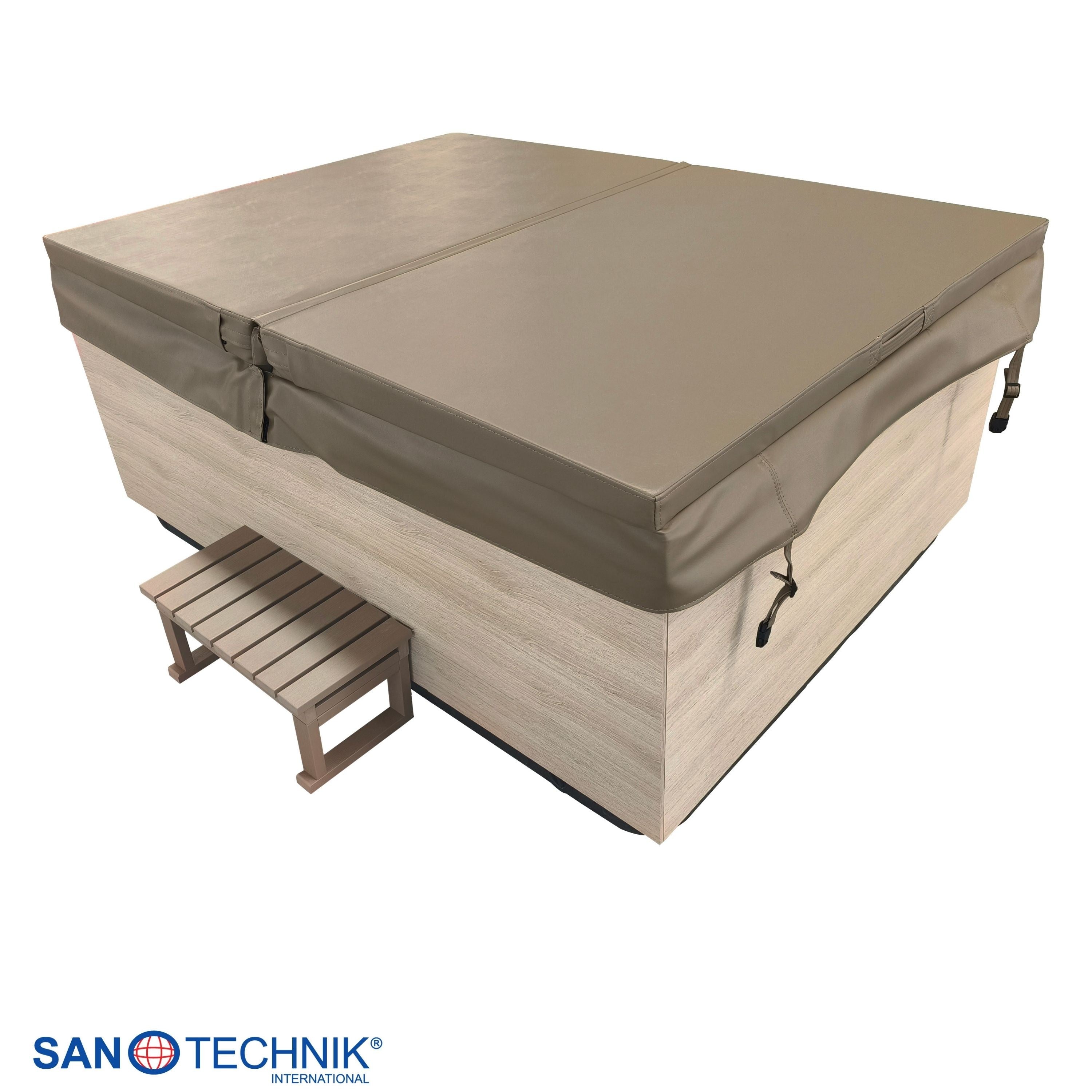 Sanotechnik - ZADAR OUTDOOR WHIRLPOOL white inkl. Abdeckung und Stiege 190x140x70 cm
