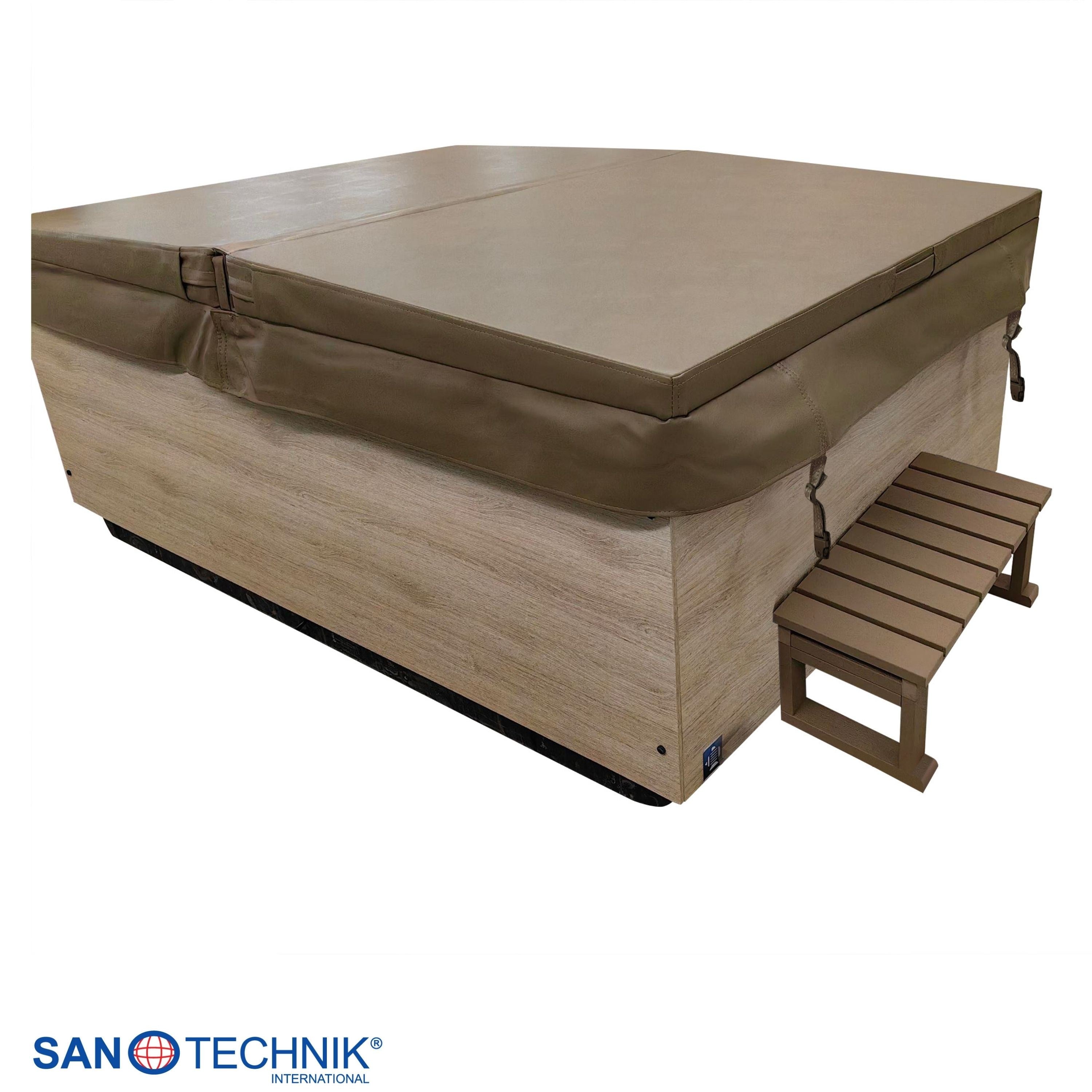 Sanotechnik - ZADAR OUTDOOR WHIRLPOOL white inkl. Abdeckung und Stiege 190x140x70 cm