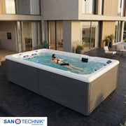Sanotechnik - VALENCIA SWIMM WHIRLPOOL white inkl. Abdeckung und Stiege 400x220x126 cm