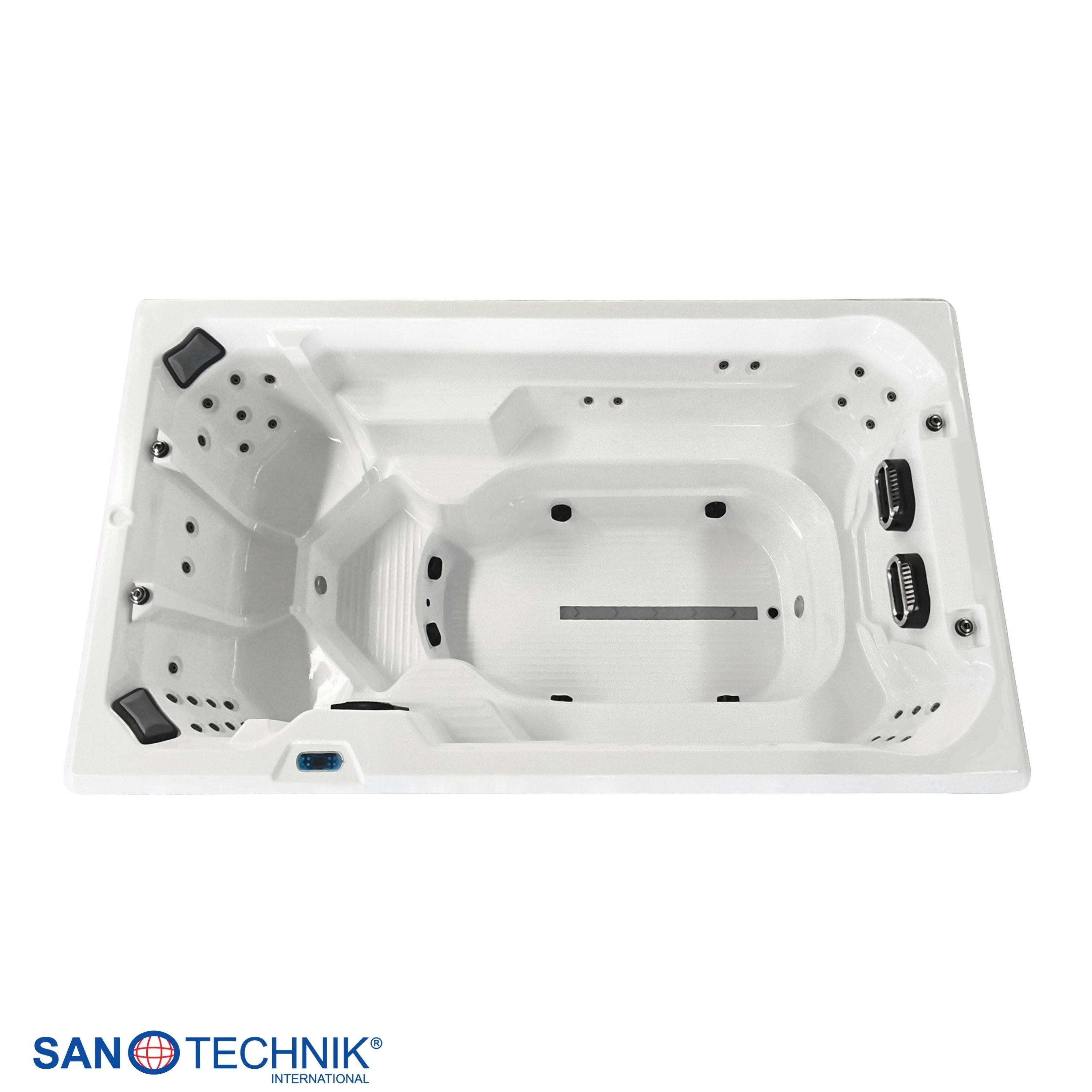 Sanotechnik - VALENCIA SWIMM WHIRLPOOL white inkl. Abdeckung und Stiege 400x220x126 cm