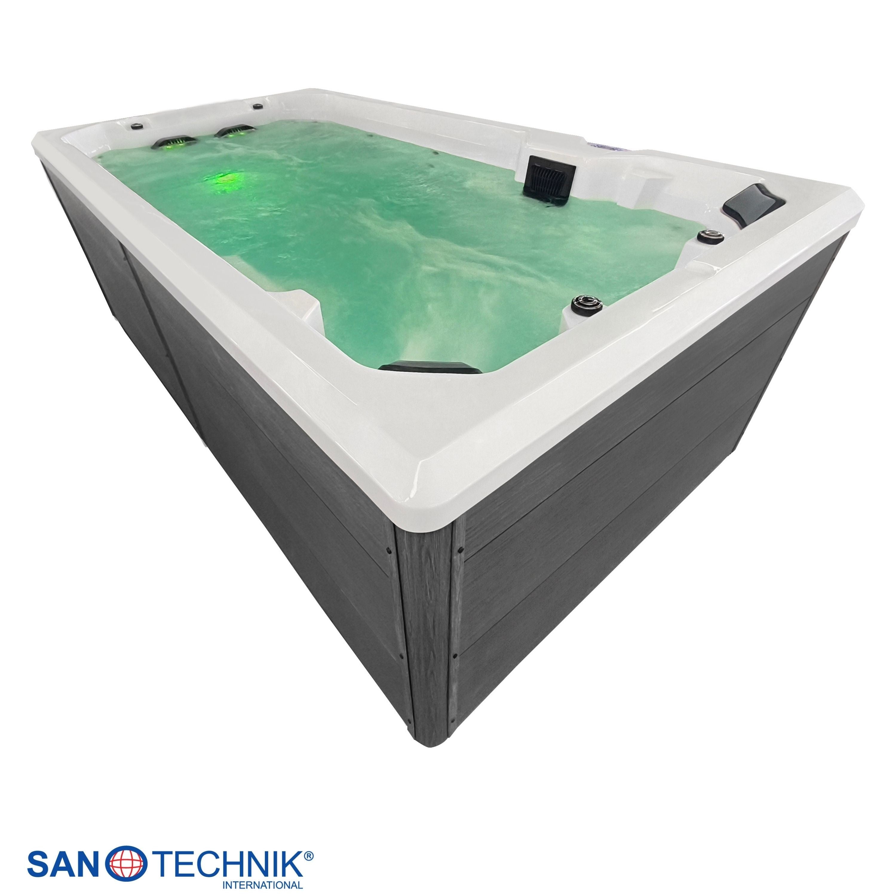 Sanotechnik - VALENCIA SWIMM WHIRLPOOL white inkl. Abdeckung und Stiege 400x220x126 cm