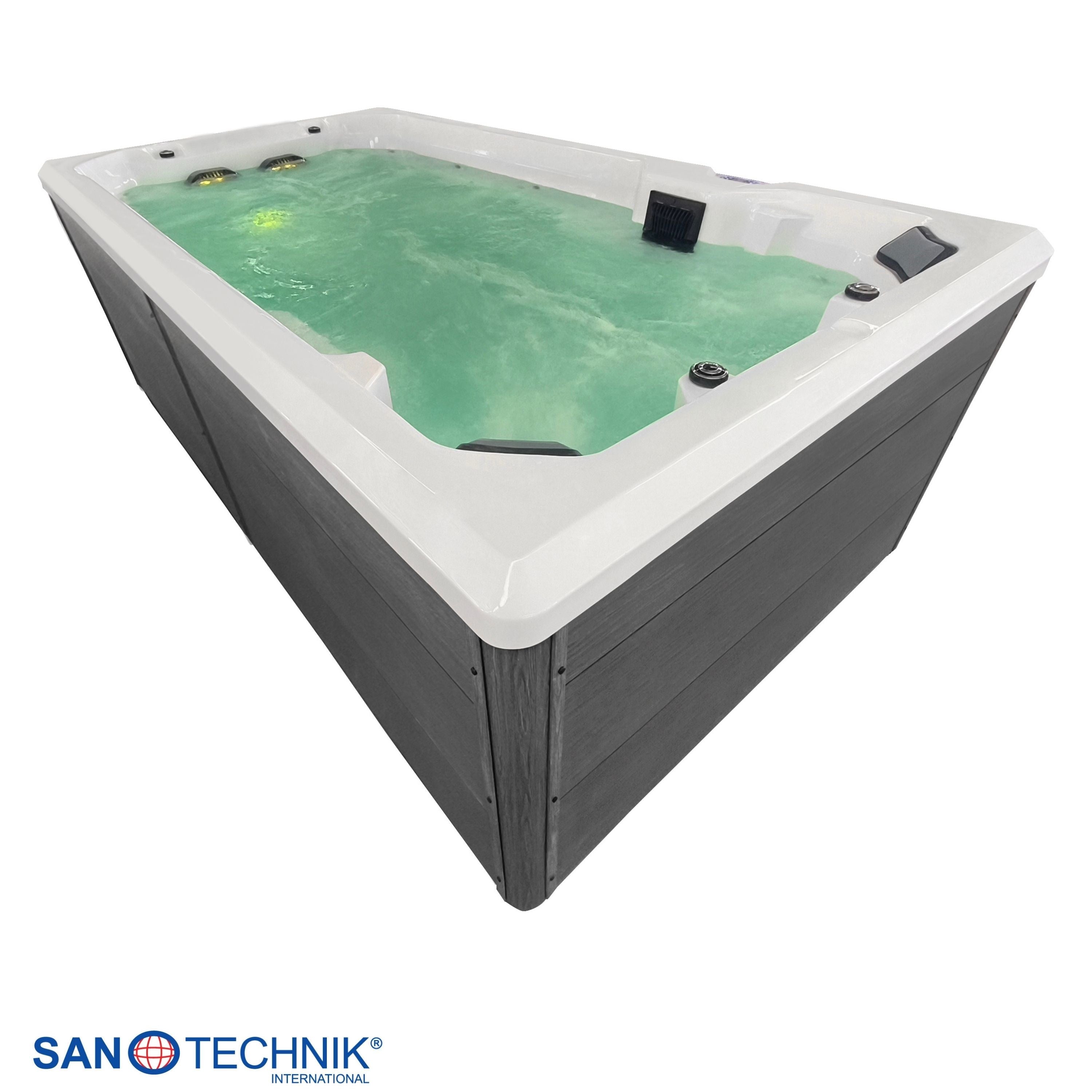 Sanotechnik - VALENCIA SWIMM WHIRLPOOL white inkl. Abdeckung und Stiege 400x220x126 cm
