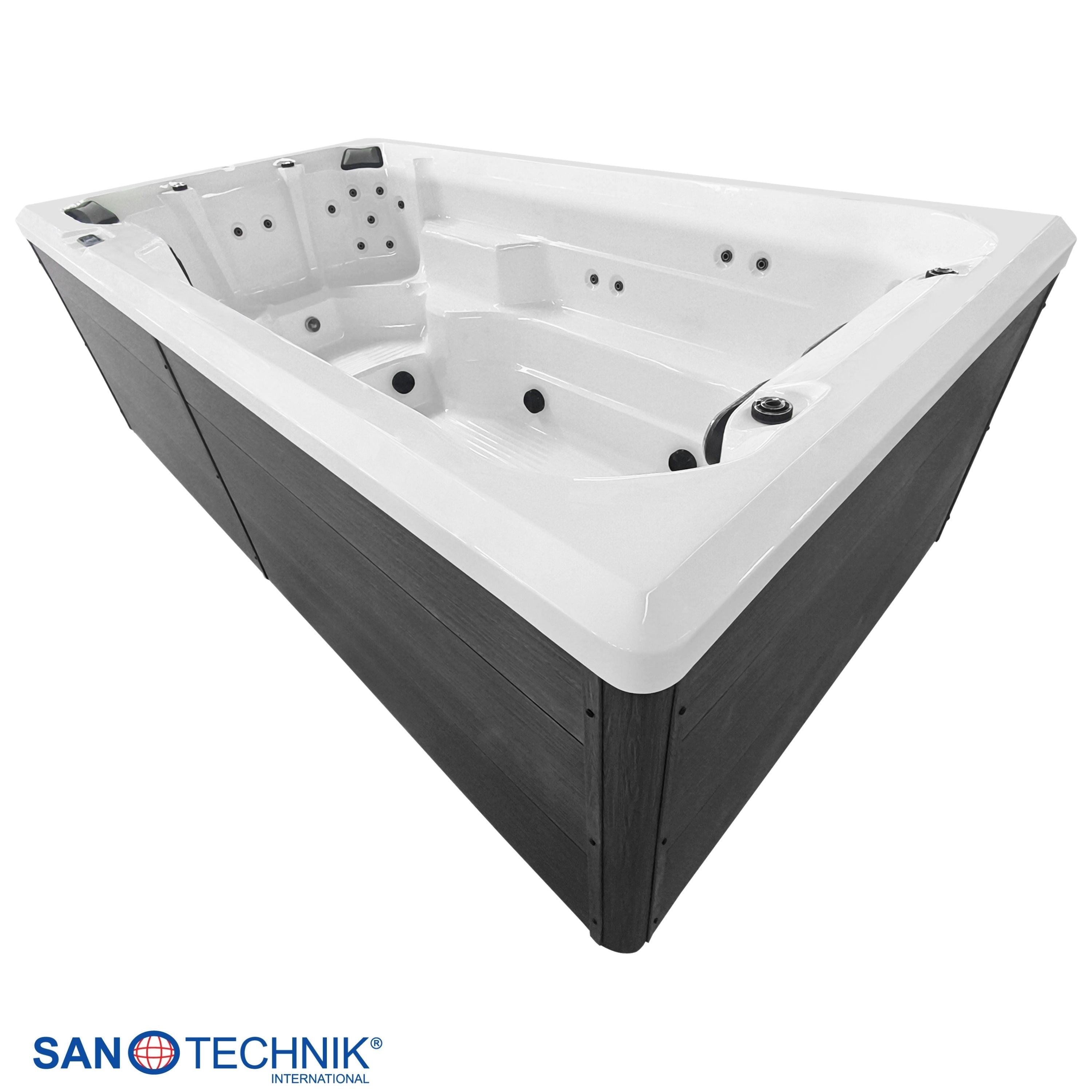Sanotechnik - VALENCIA SWIMM WHIRLPOOL white inkl. Abdeckung und Stiege 400x220x126 cm