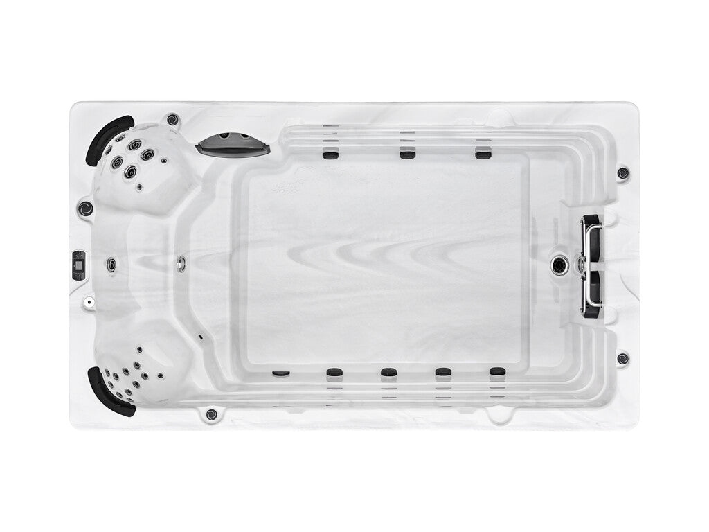 Sanotechnik - IBIZA SWIMM WHIRLPOOL white marble inkl. Abdeckung und Stiege 400x228x131 cm