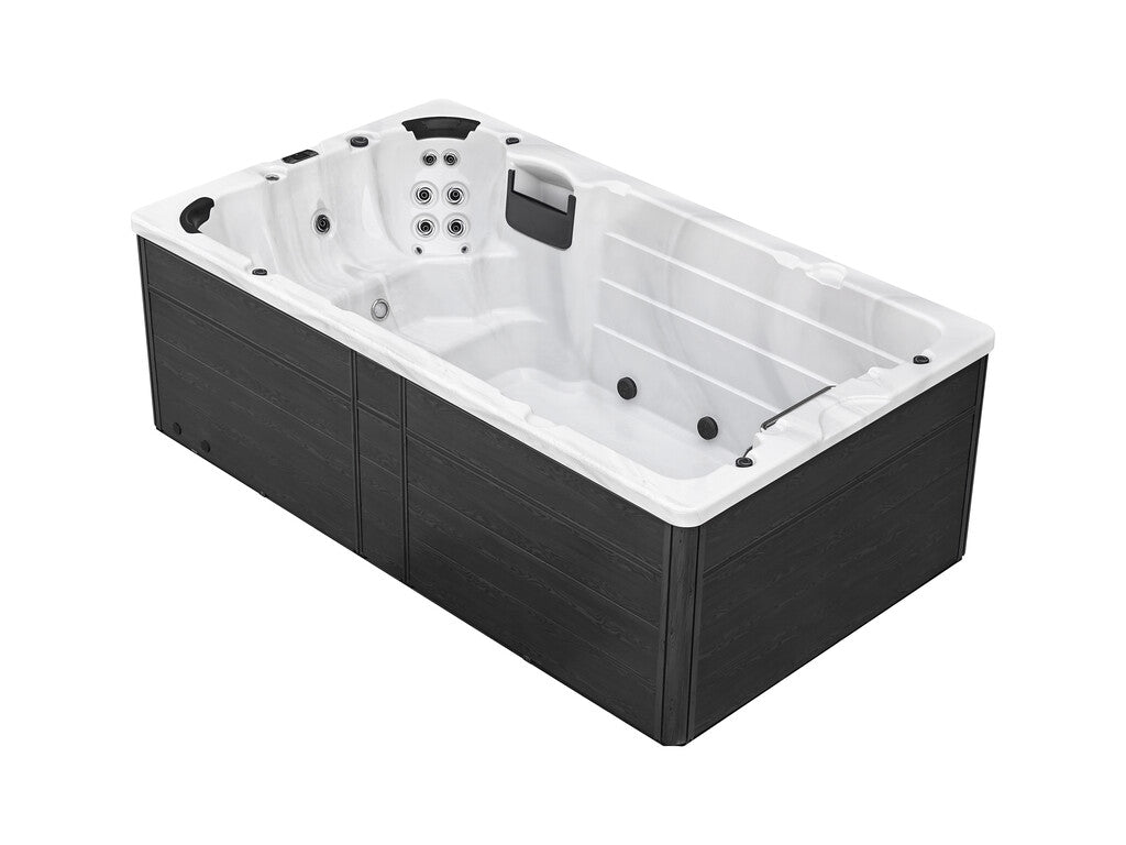 Sanotechnik - IBIZA SWIMM WHIRLPOOL white marble inkl. Abdeckung und Stiege 400x228x131 cm