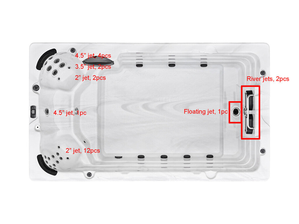 Sanotechnik - IBIZA SWIMM WHIRLPOOL white marble inkl. Abdeckung und Stiege 400x228x131 cm
