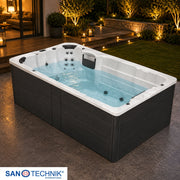 Sanotechnik - IBIZA SWIMM WHIRLPOOL white marble inkl. Abdeckung und Stiege 400x228x131 cm